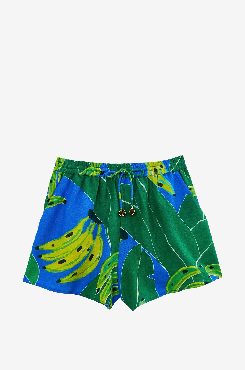 Banana Leaves printed linen shorts