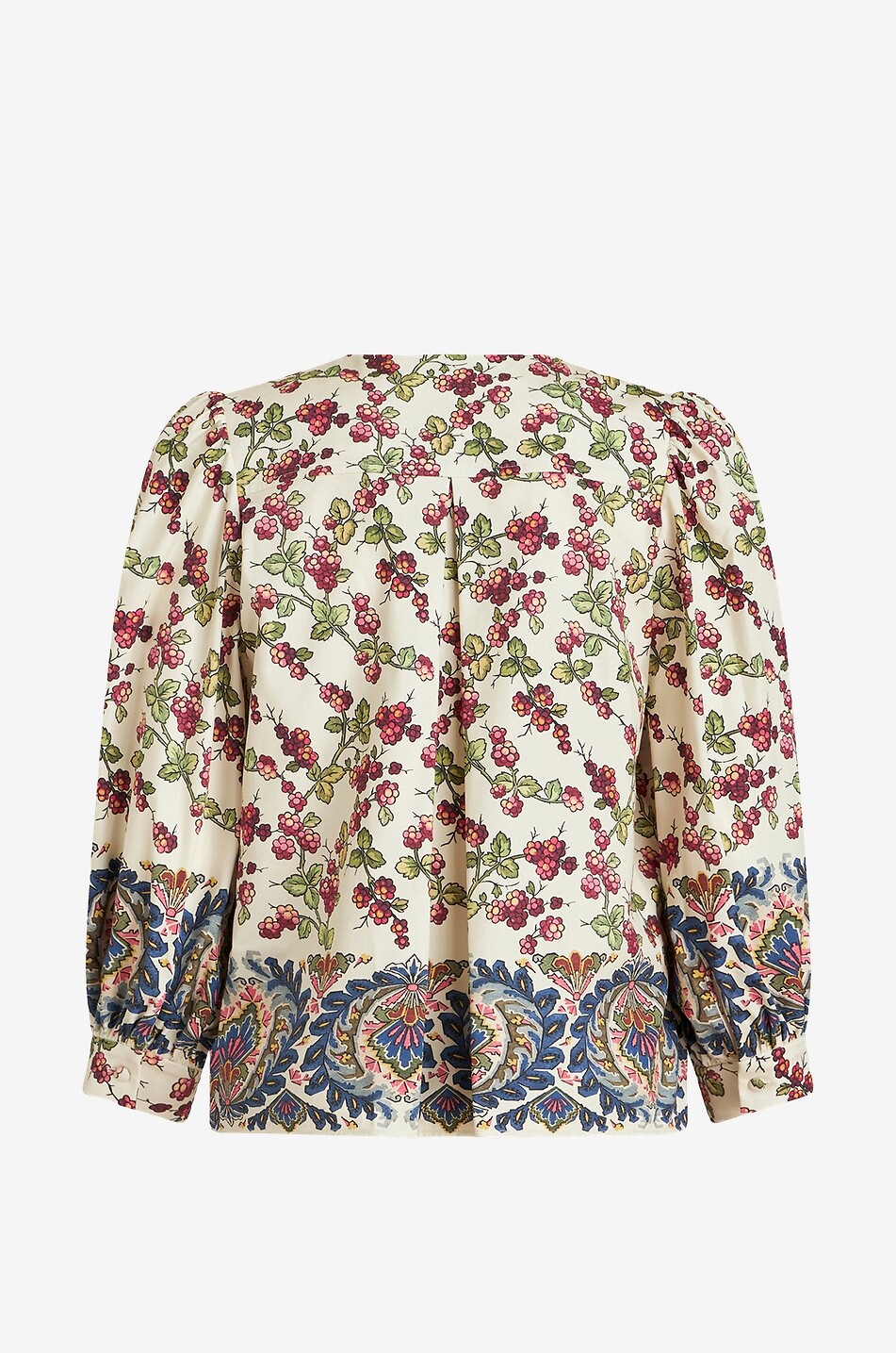 Top en sergé de coton à manches bouffantes Berries