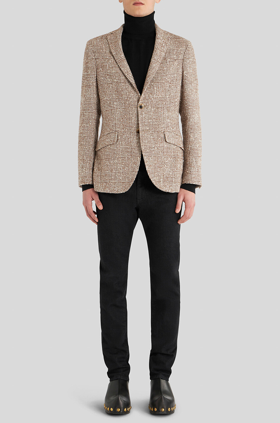 Warm glen check tweed blazer