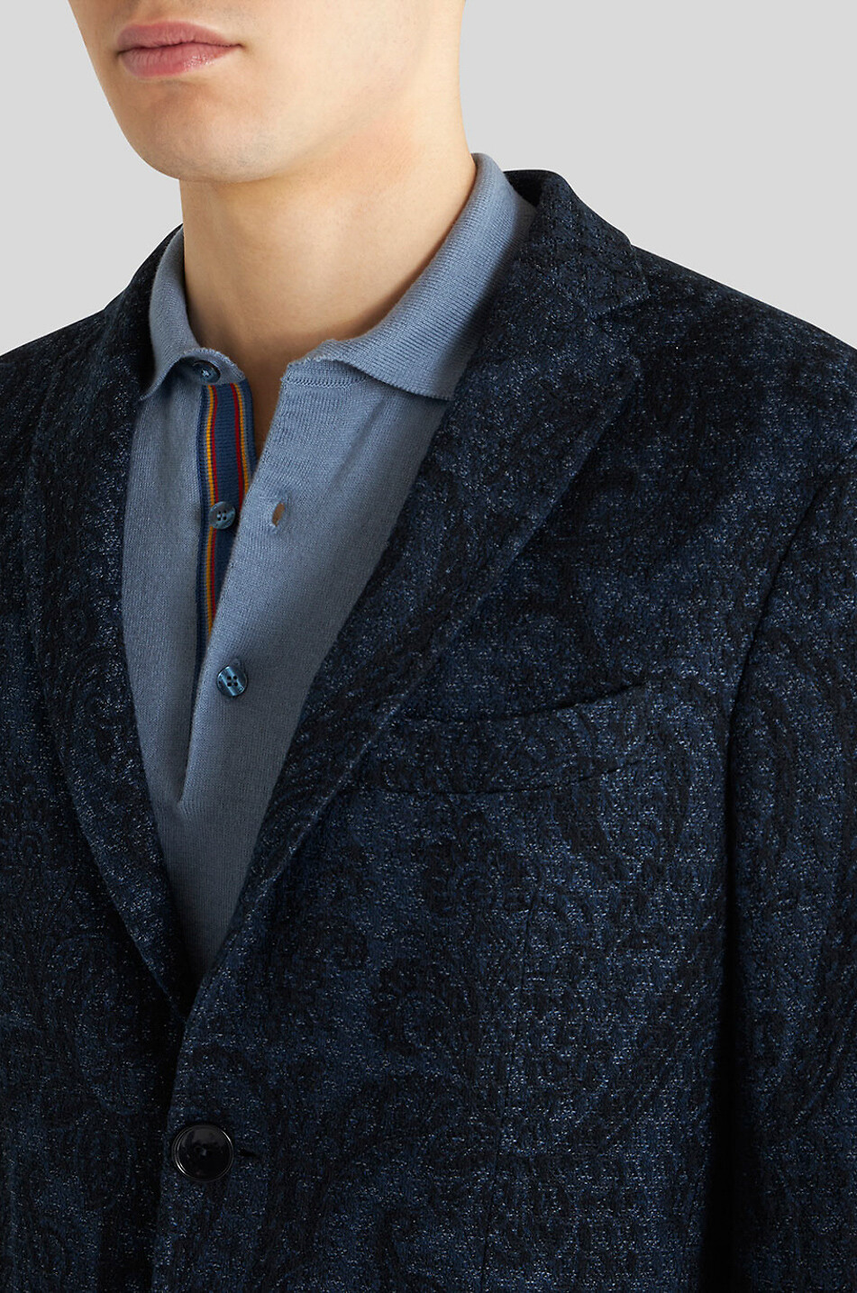 Blazer slim en jersey motifs Paisley