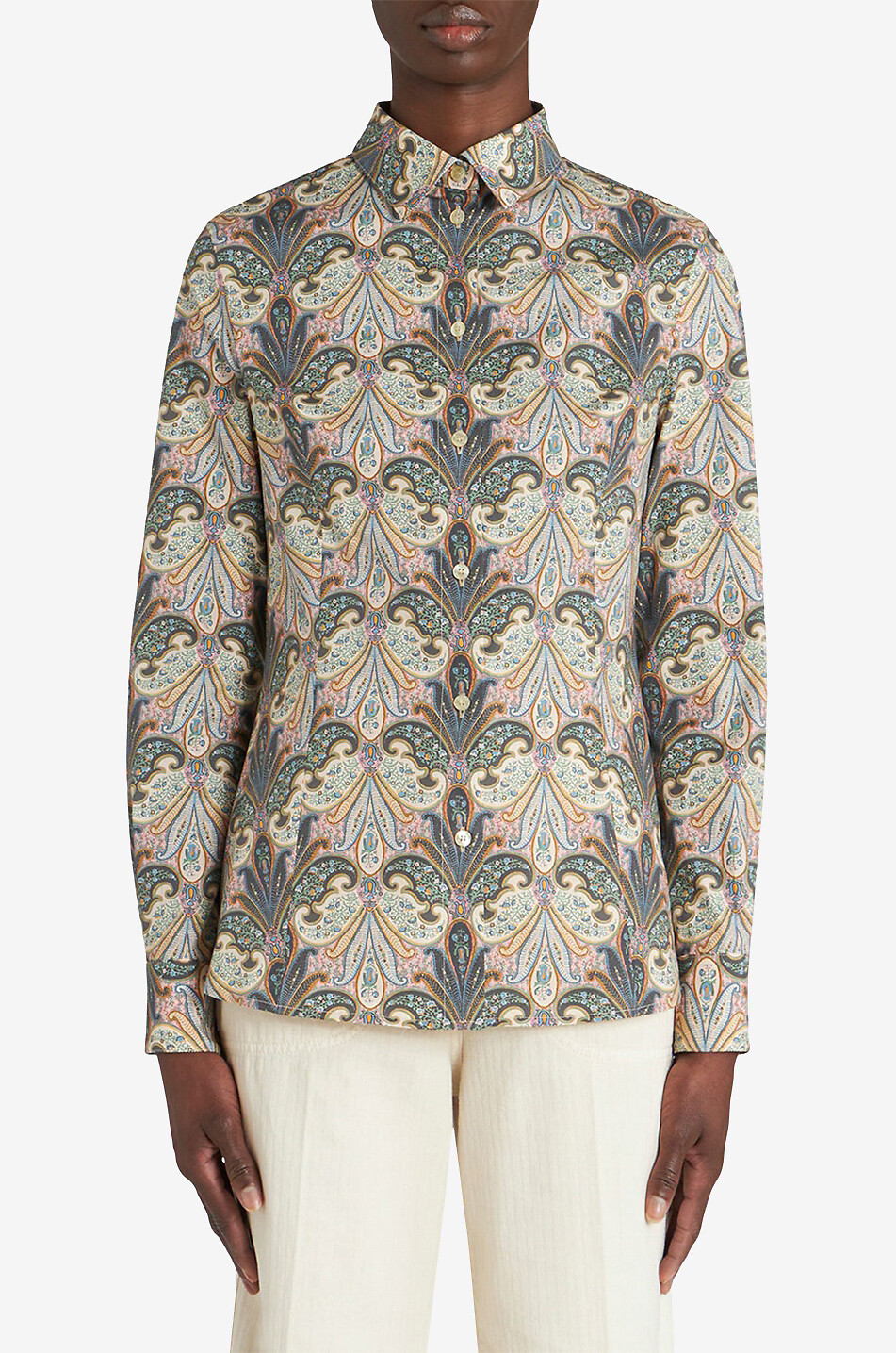 Chemise ajustée en popeline Paisley Florals