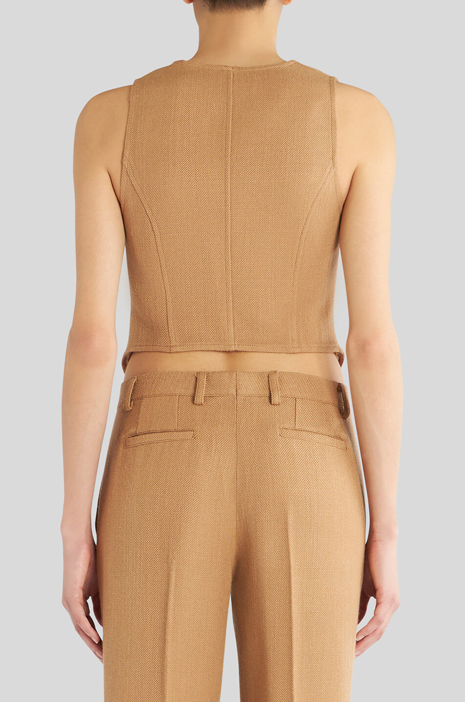 Gilet en gabardine brodé feuillage