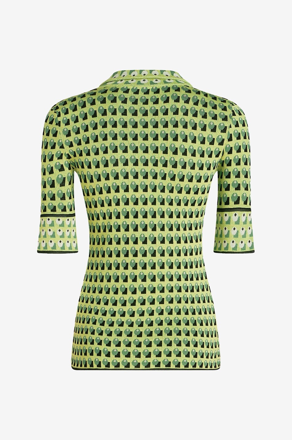 Schmales Jacquard-Strick-Polohemd mit Krawattenmotiv
