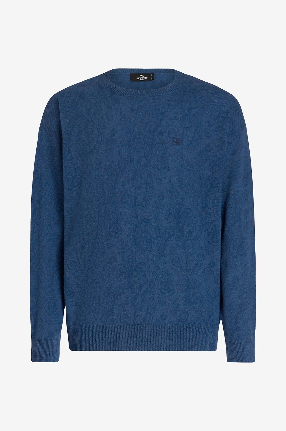 Paisley-printed fine knit crewneck jumper
