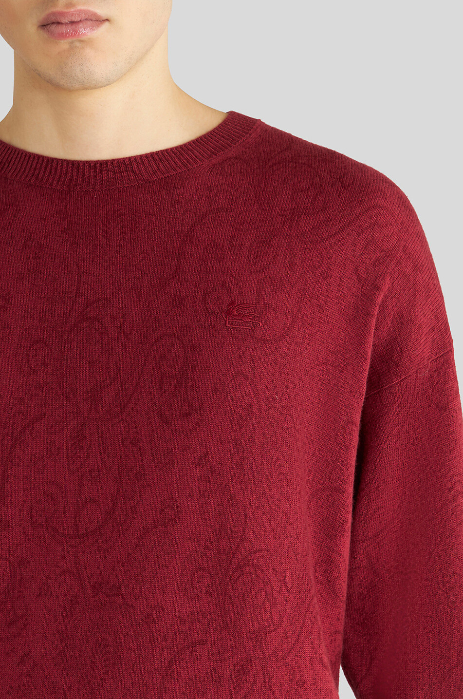 ETRO Feinstrick-Rundhalspullover mit Paisley-Print Herren DUNKELROT 5