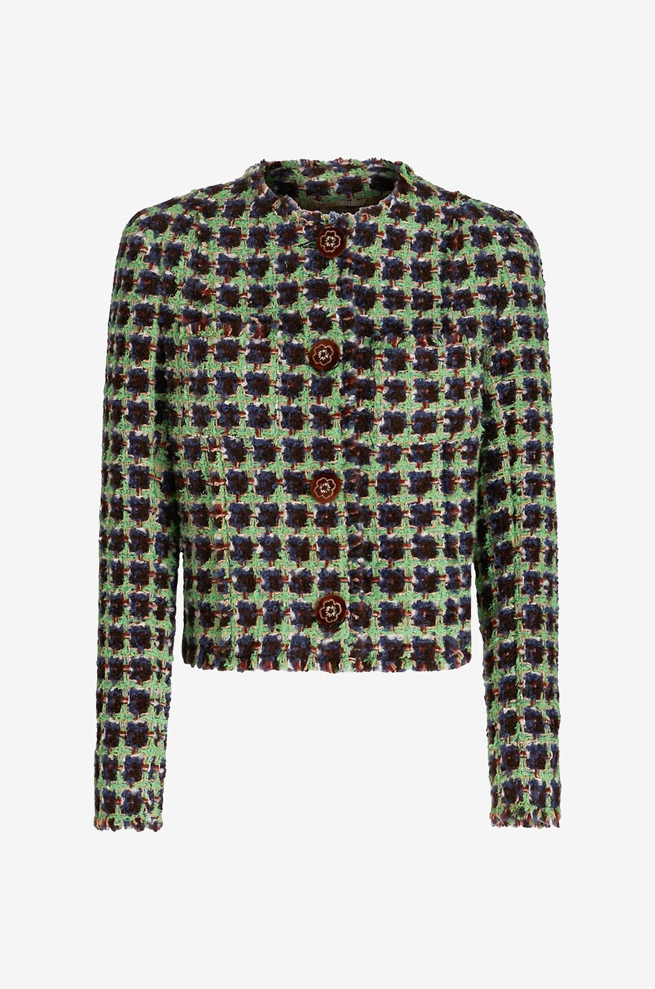 ETRO Karierte Tweedjacke mit Blütenknöpfen Damen GRÜN 1