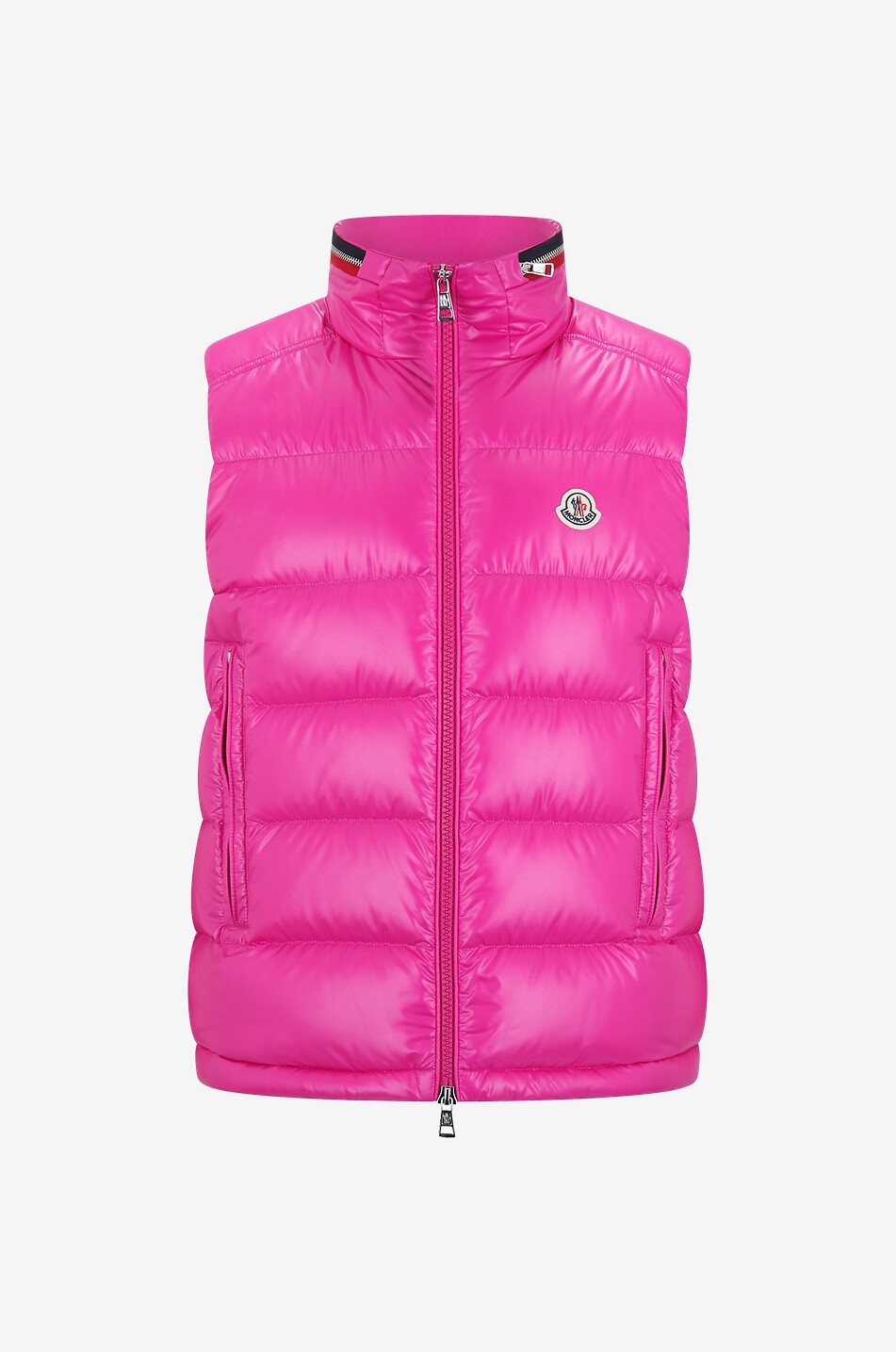 Ouse satin-sheen down vest with stand-up collar