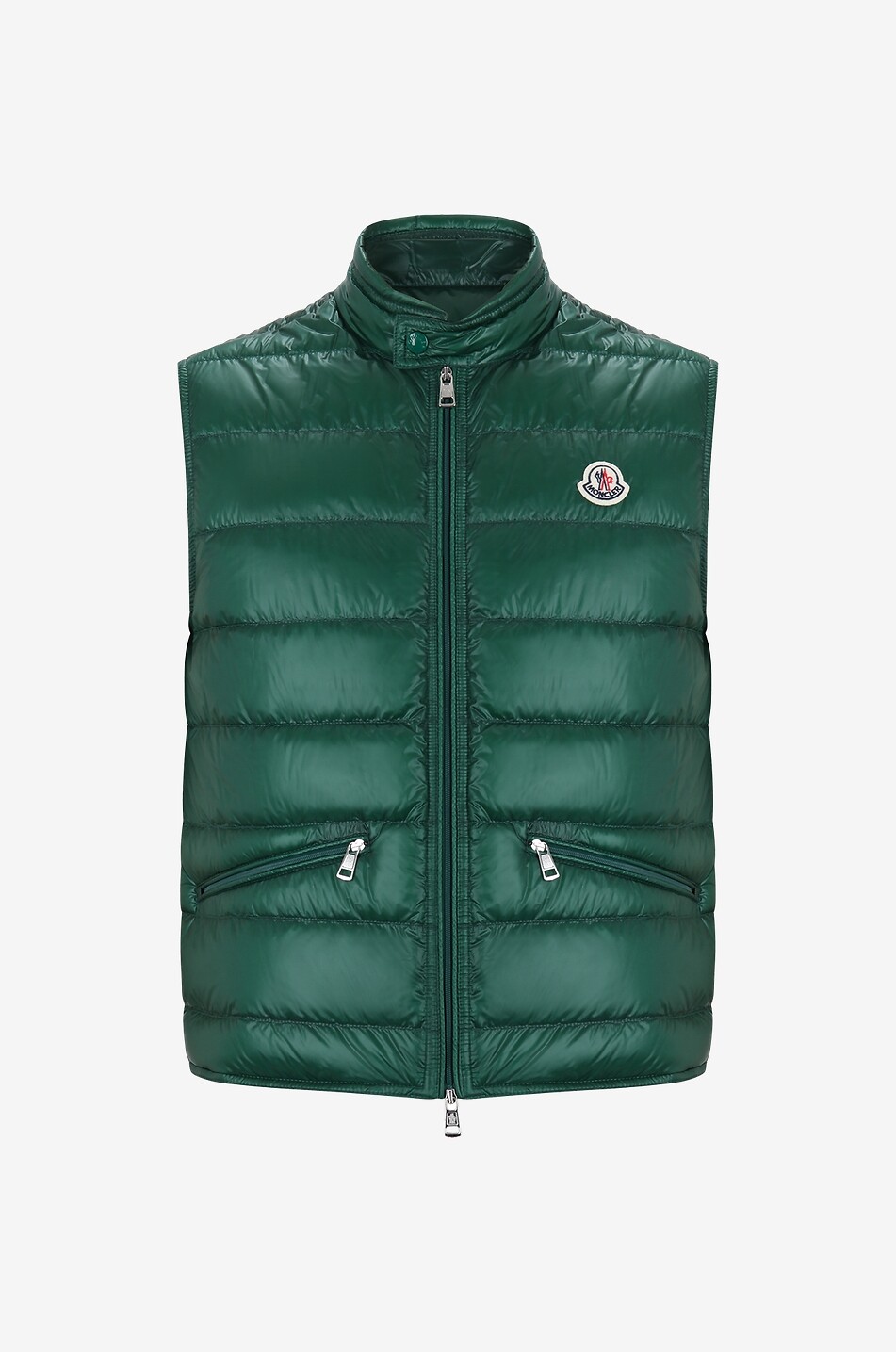 MONCLER Gui glossy nylon quilted down vest Men GREEN 1