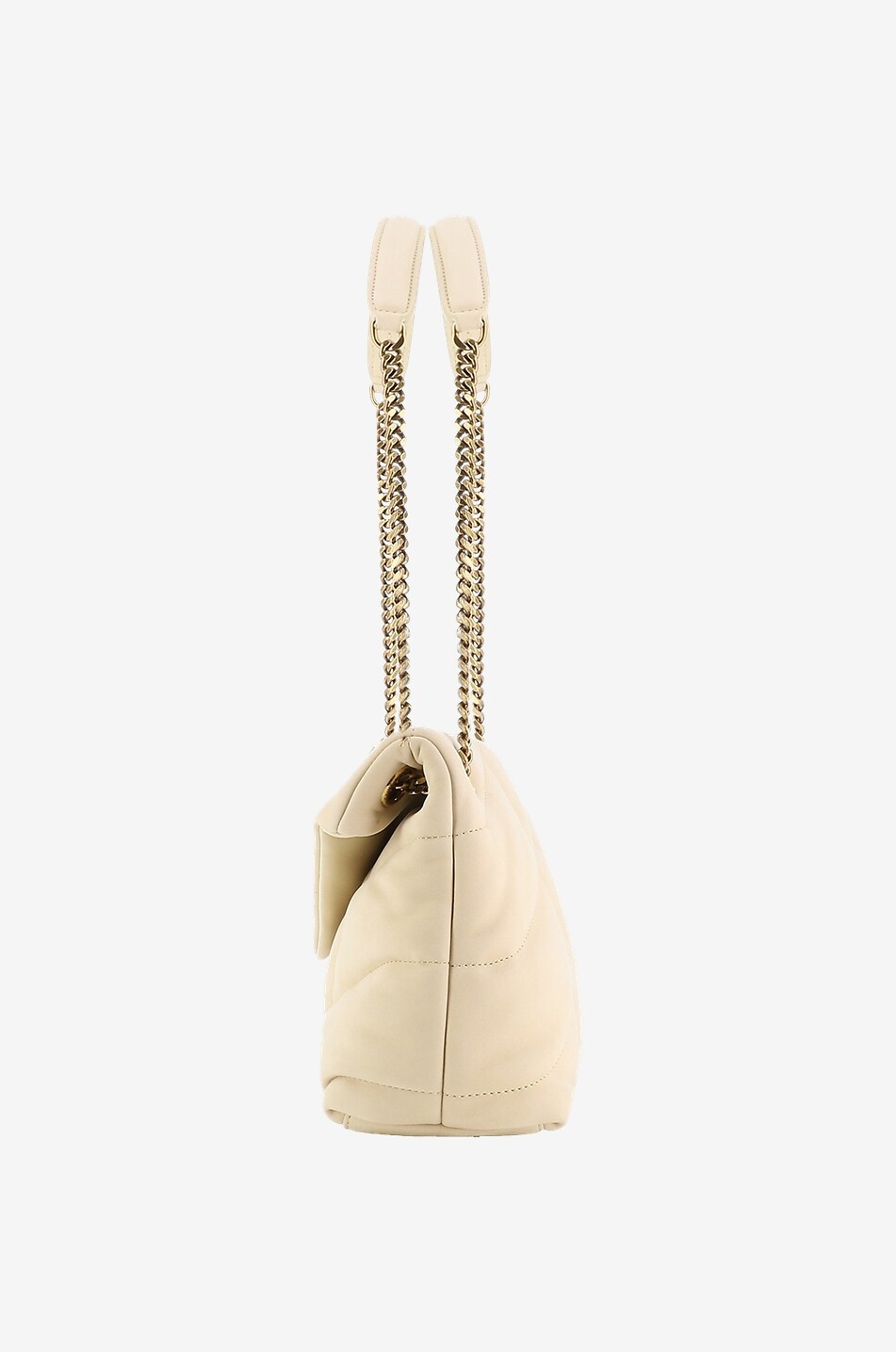 SAINT LAURENT PARIS Puffer Small quilted nubuck leather shoulder bag Women BEIGE 4
