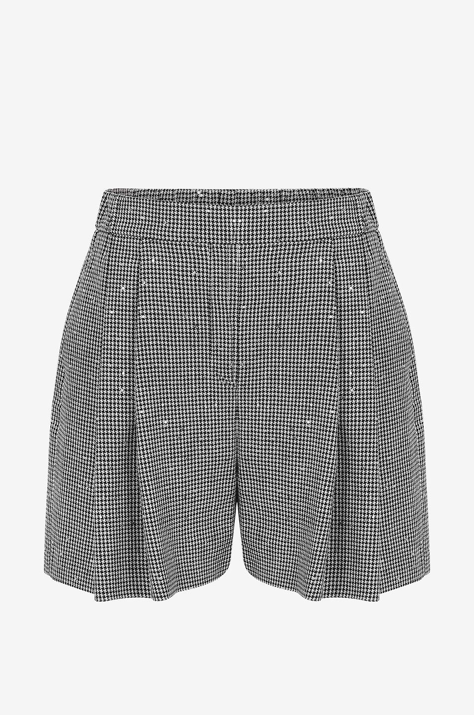 Sequin adorned tailored houndstooth check shorts