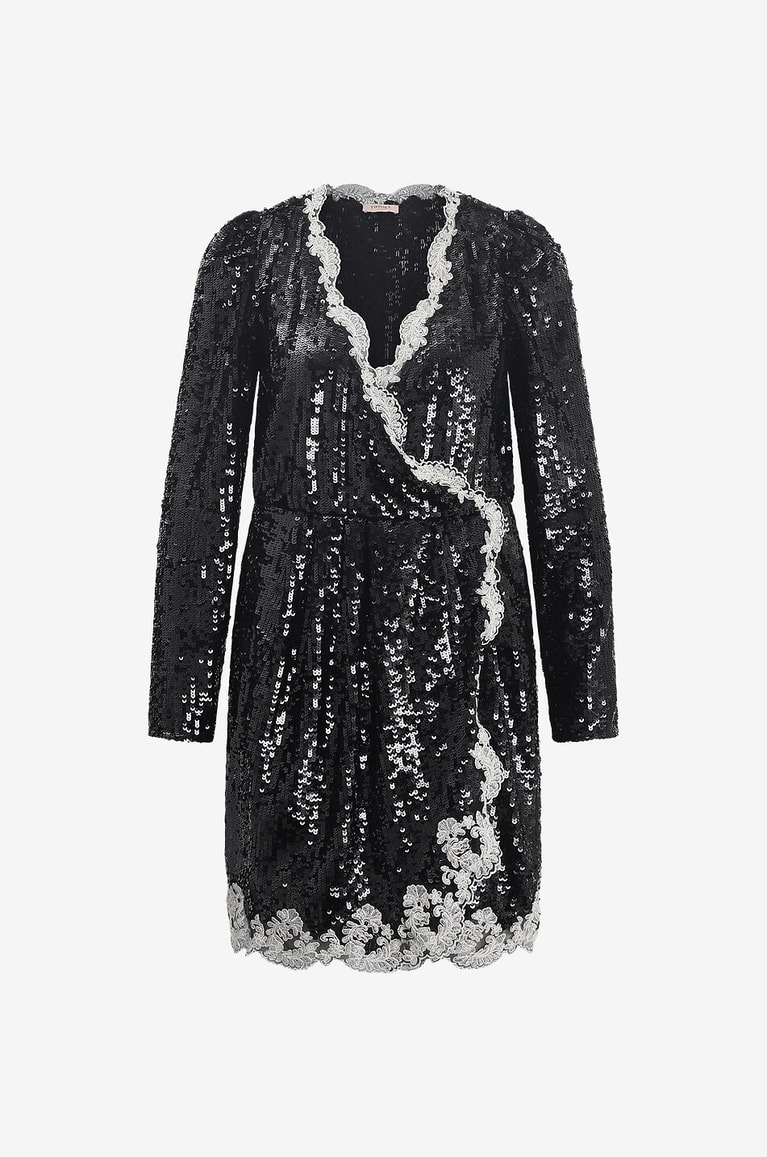 TWINSET Sequin and lace adorned mini dress Women MULTI COLOURED 1