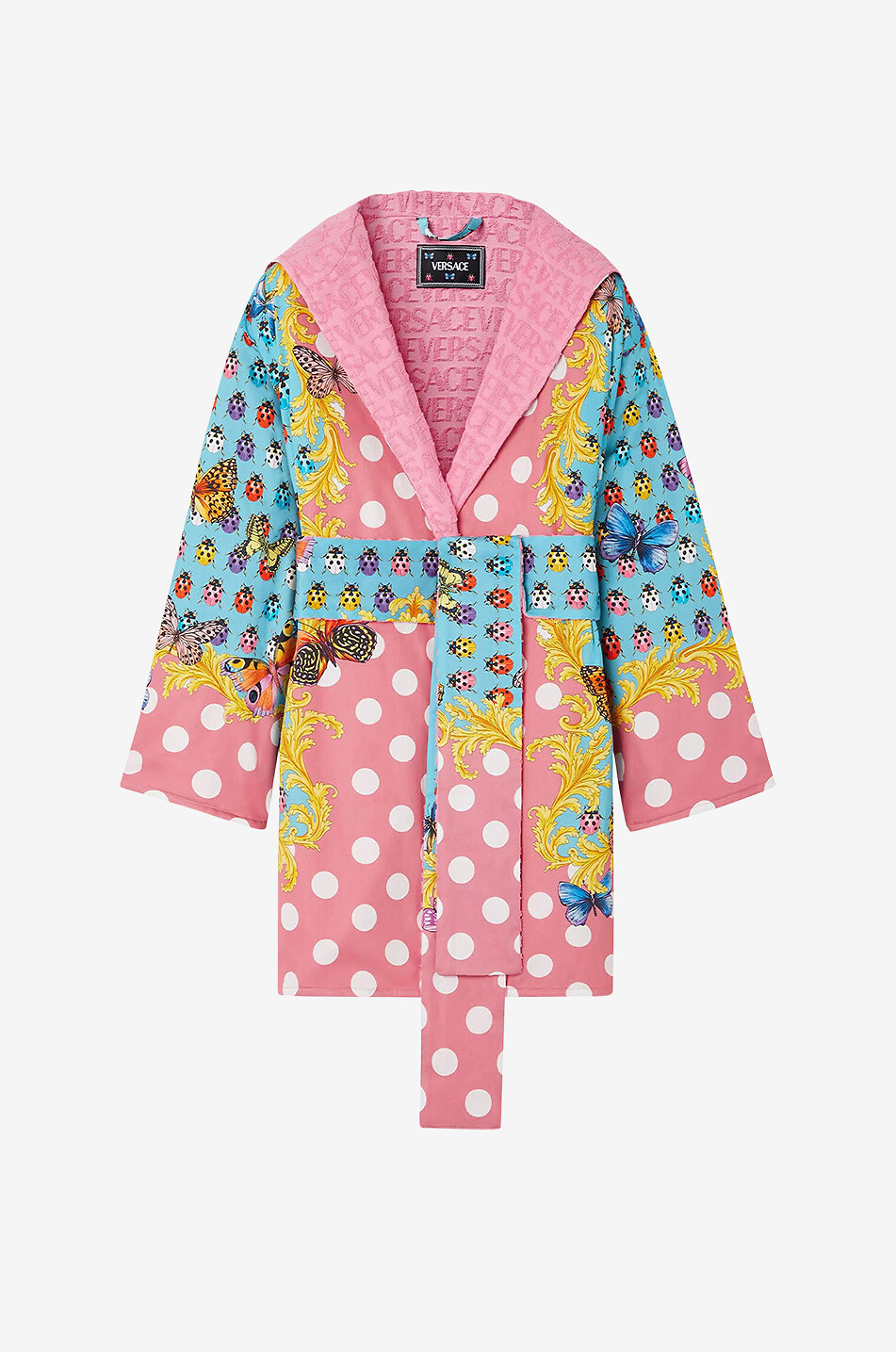 Butterflies & Ladybugs short terry and poplin bathrobe