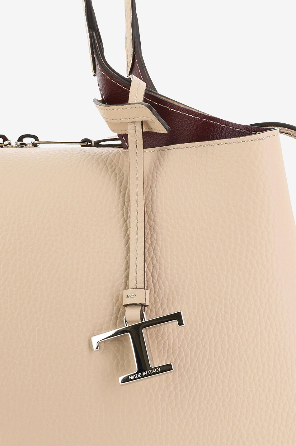 TOD'S Sac à main grainé Bowling Medium Femme Beige clair 7