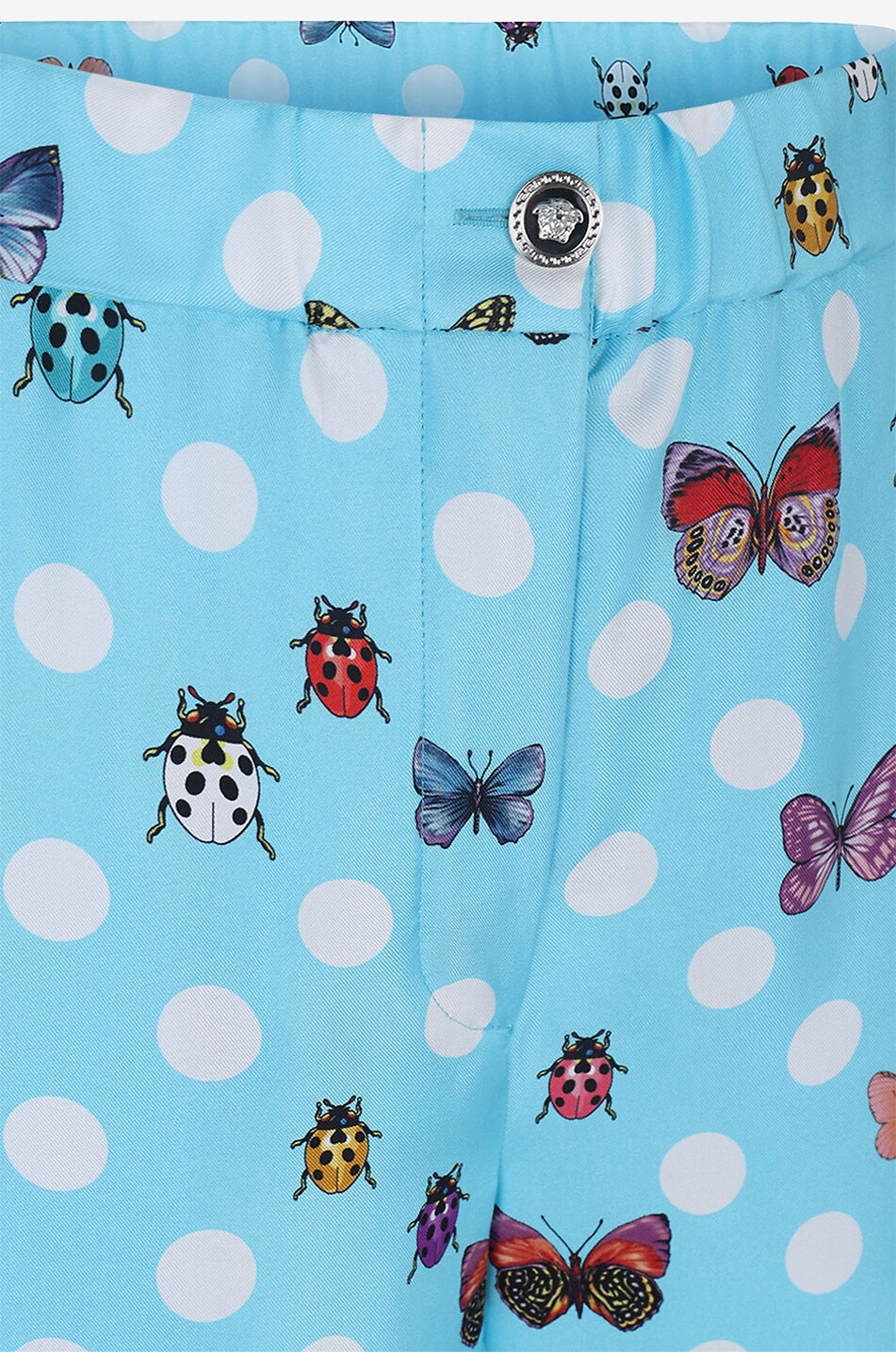 Pantalon large taille haute en soie Butterflies