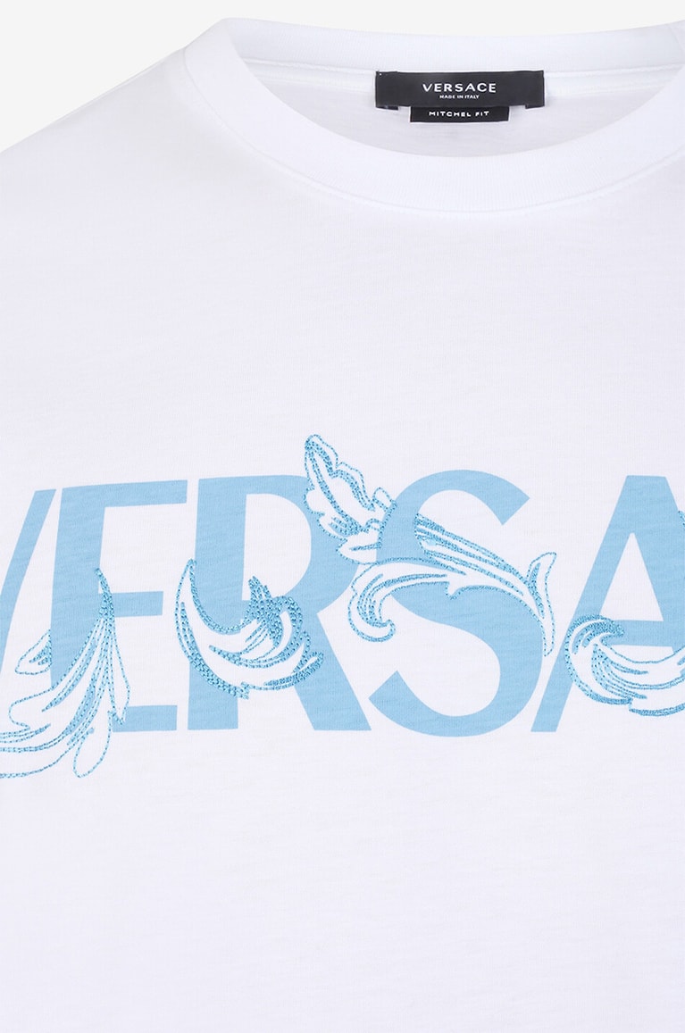 VERSACE T-shirt à manches courtes brodé Barocco Silhouette Homme Incolore 3