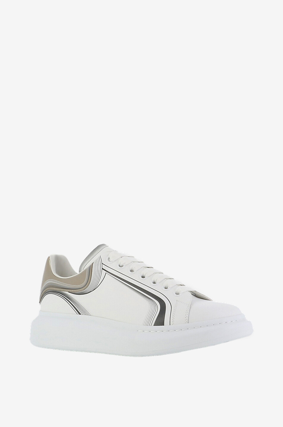 ALEXANDER McQUEEN Oversized low-top lace-up sneakers with pattern Men WHITE 1