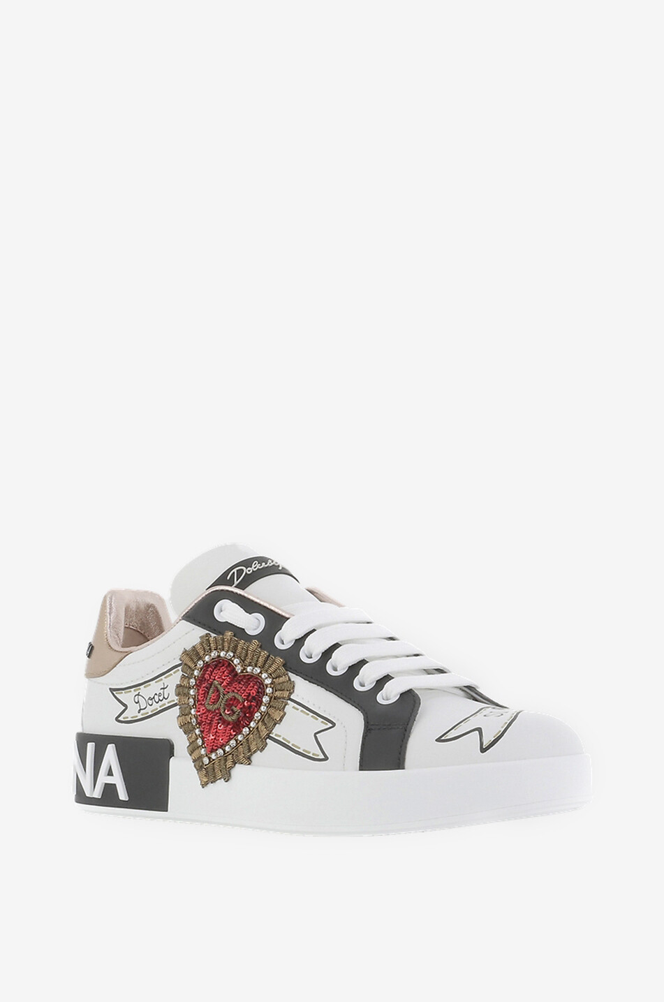 Portofino heart embroidered low-top sneakers