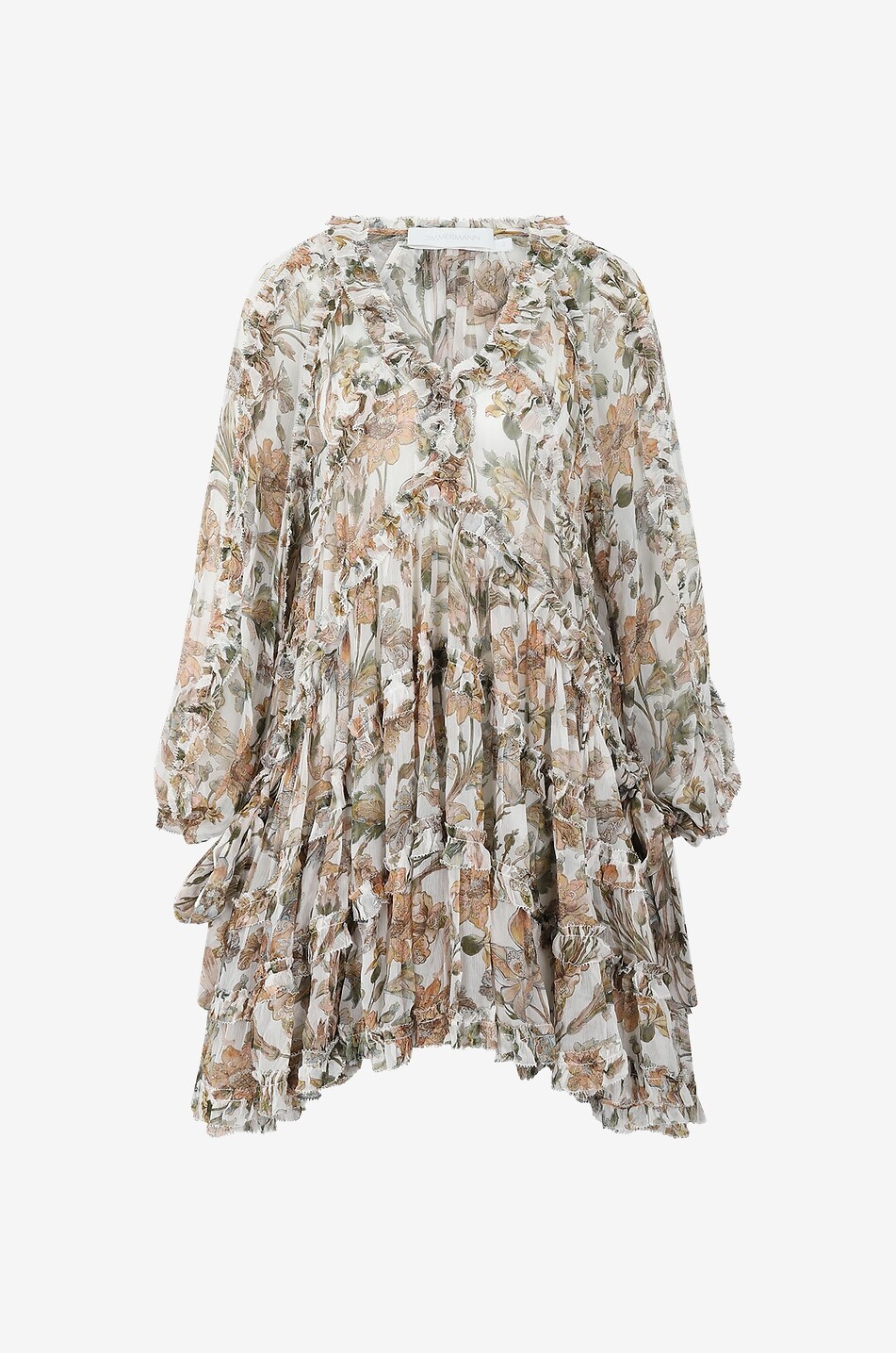 ZIMMERMANN Mini robe évasée en georgette Chintz Billow Frill Femme VERT 1