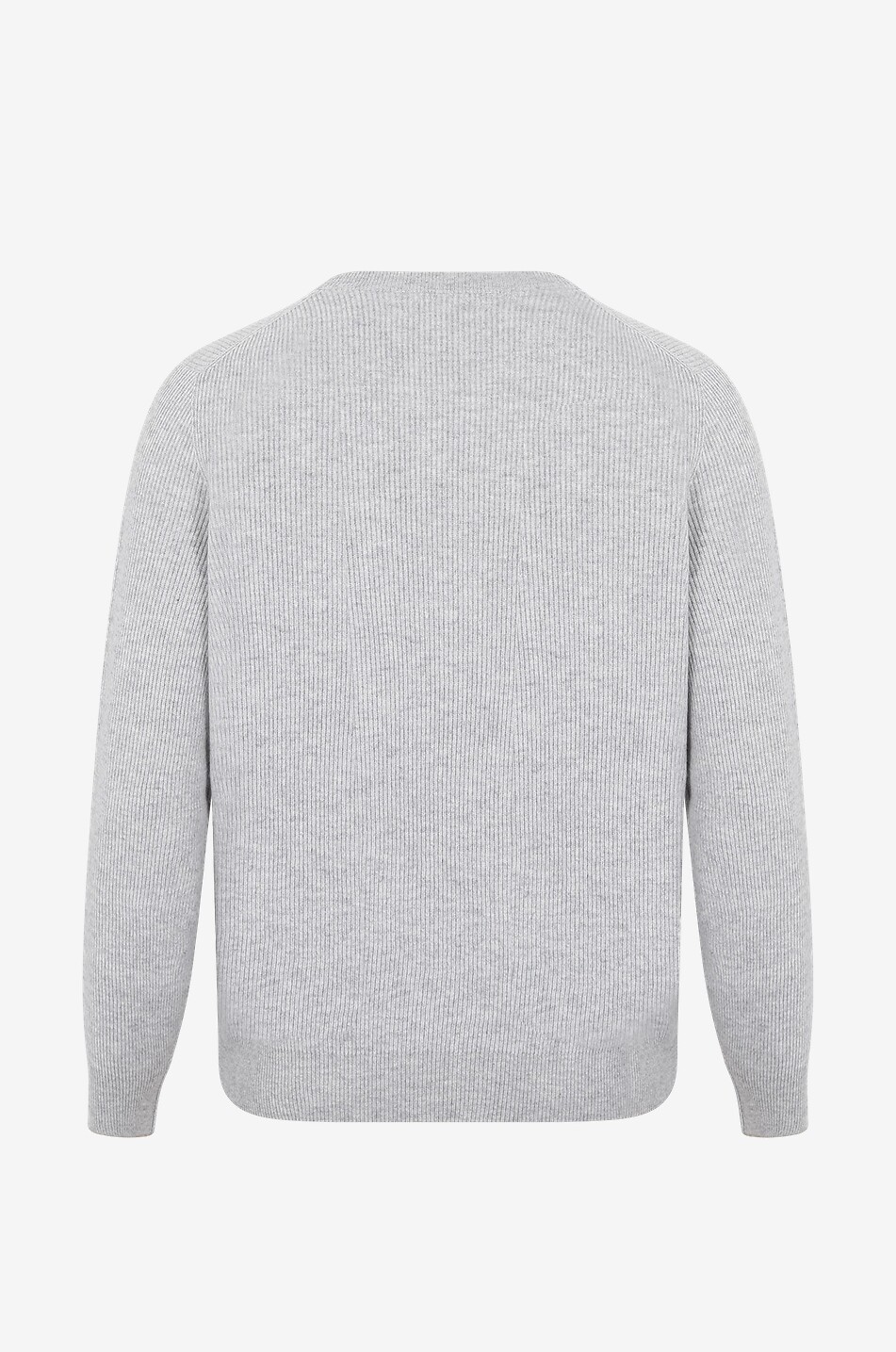 BRUNELLO CUCINELLI Ribbed crewneck cashmere jumper Men LIGHT GREY 2