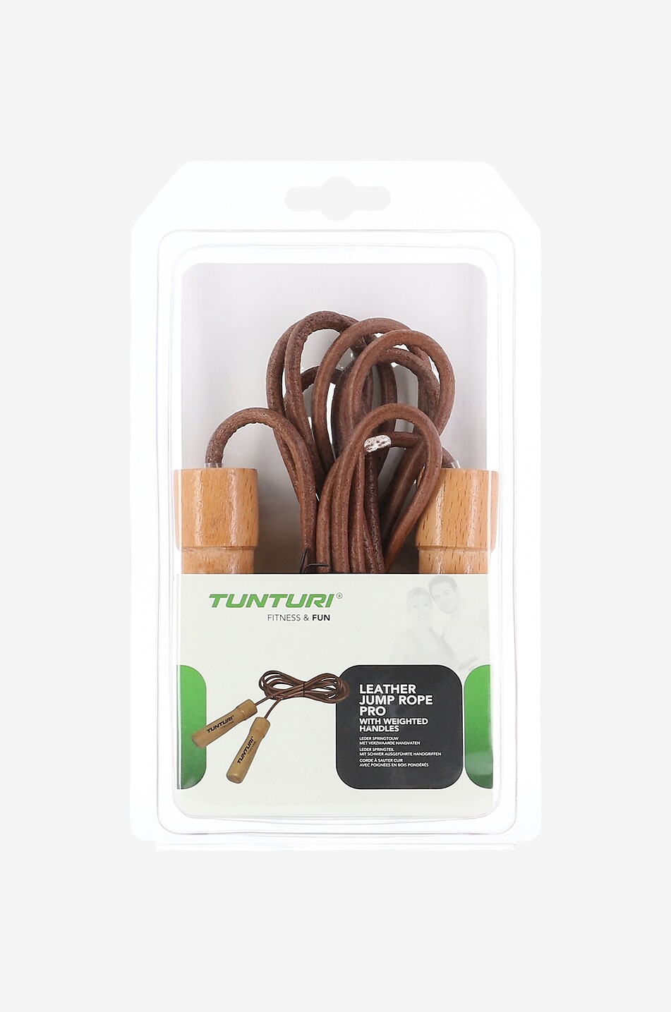 TUNTURI Corde à sauter en cuir et bois Pro Unisexe MARRON CLAIR 1
