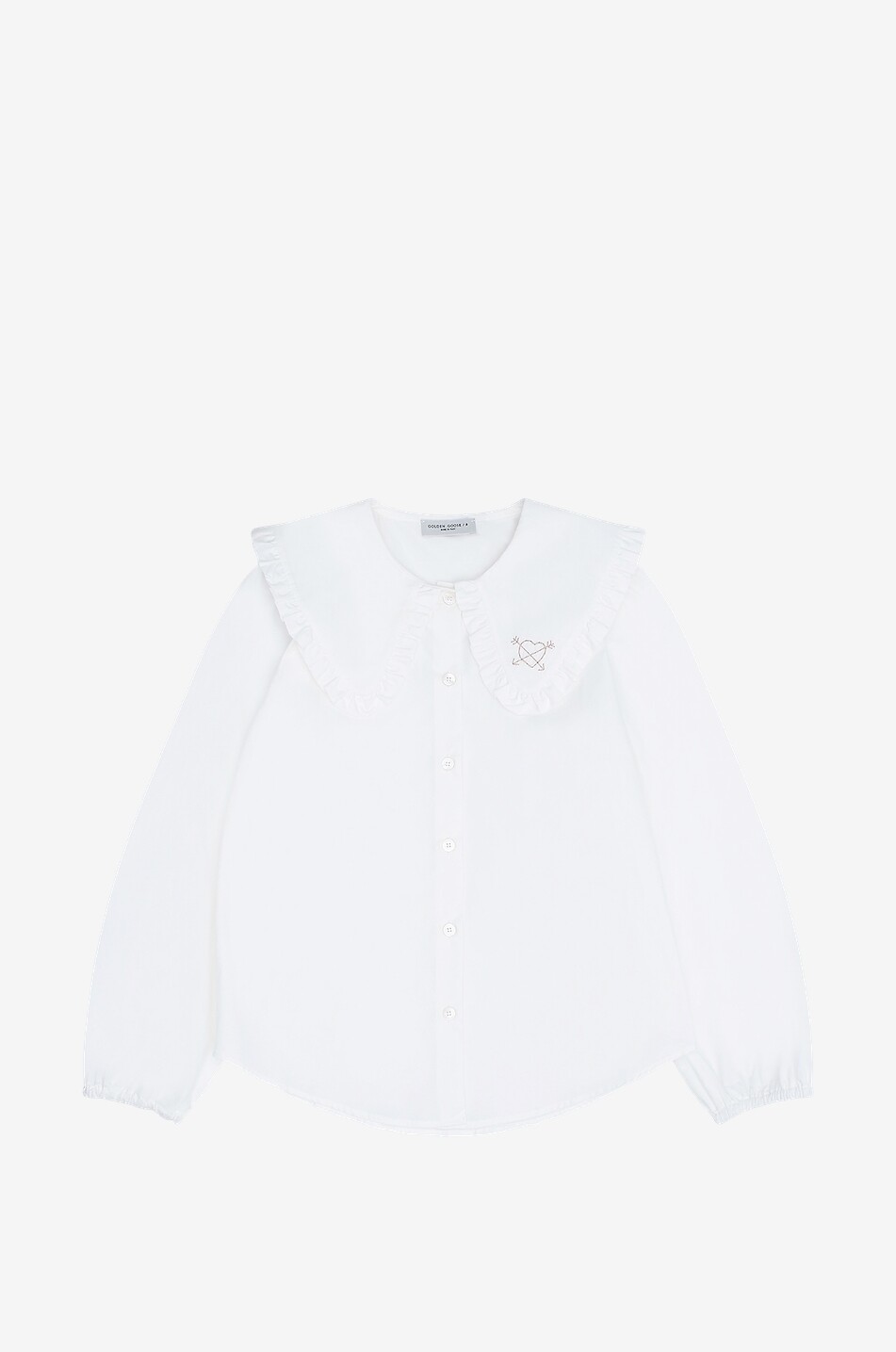Boxy girl's shirt with ruffle collar