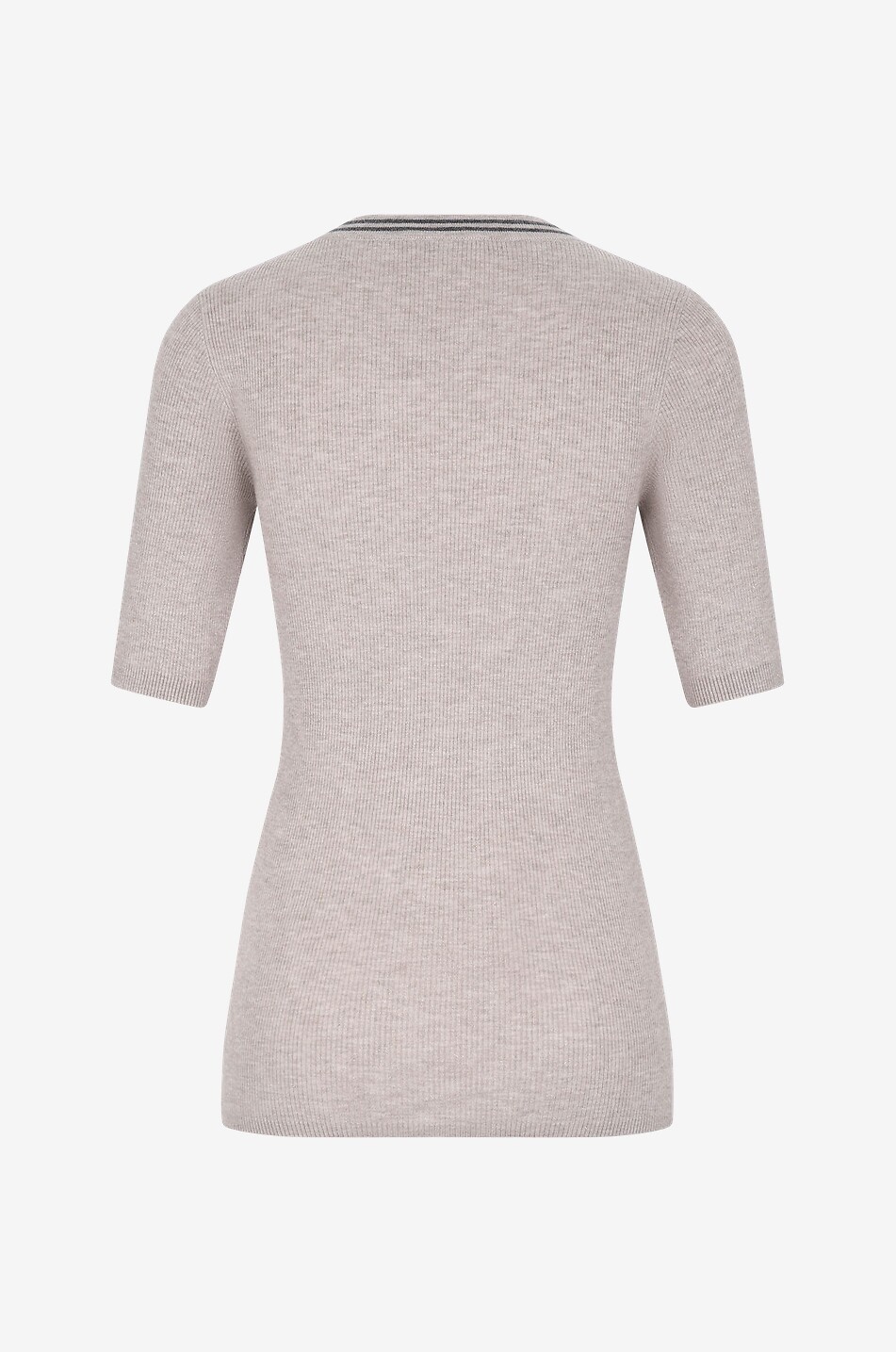 Glittering short-sleeved sheath jumper with striped collar
