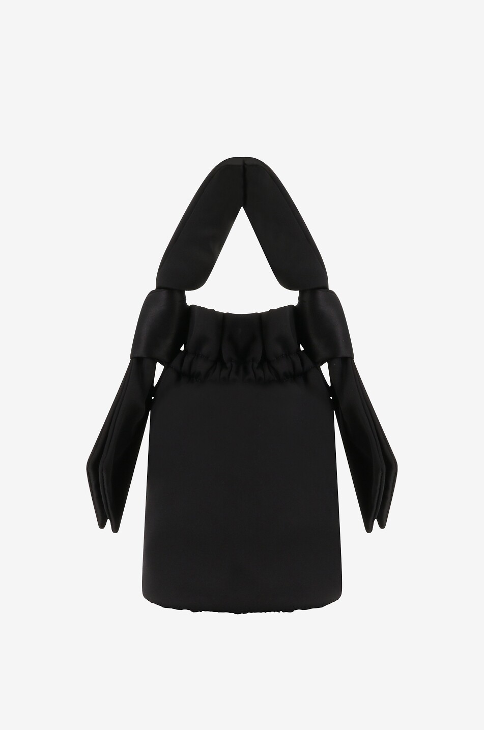 GANNI Occasion Top Handle Knot mini satin bucket bag Women BLACK 3