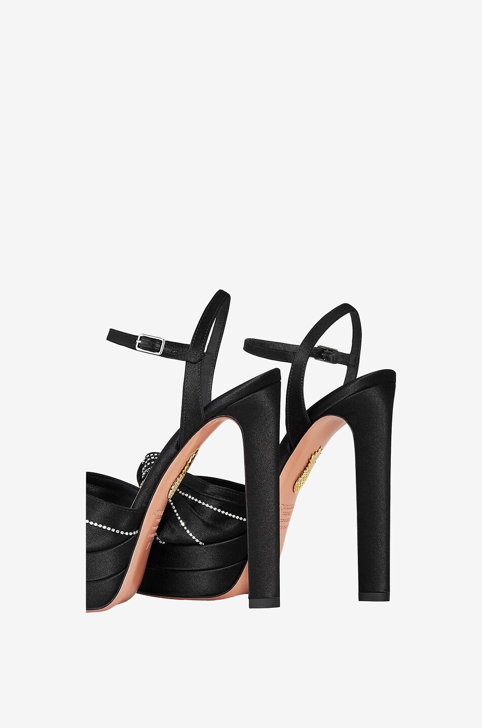 AQUAZZURA Sandales à plateau en satin et cristaux Atelier Crystal 130 Femme NOIR 5