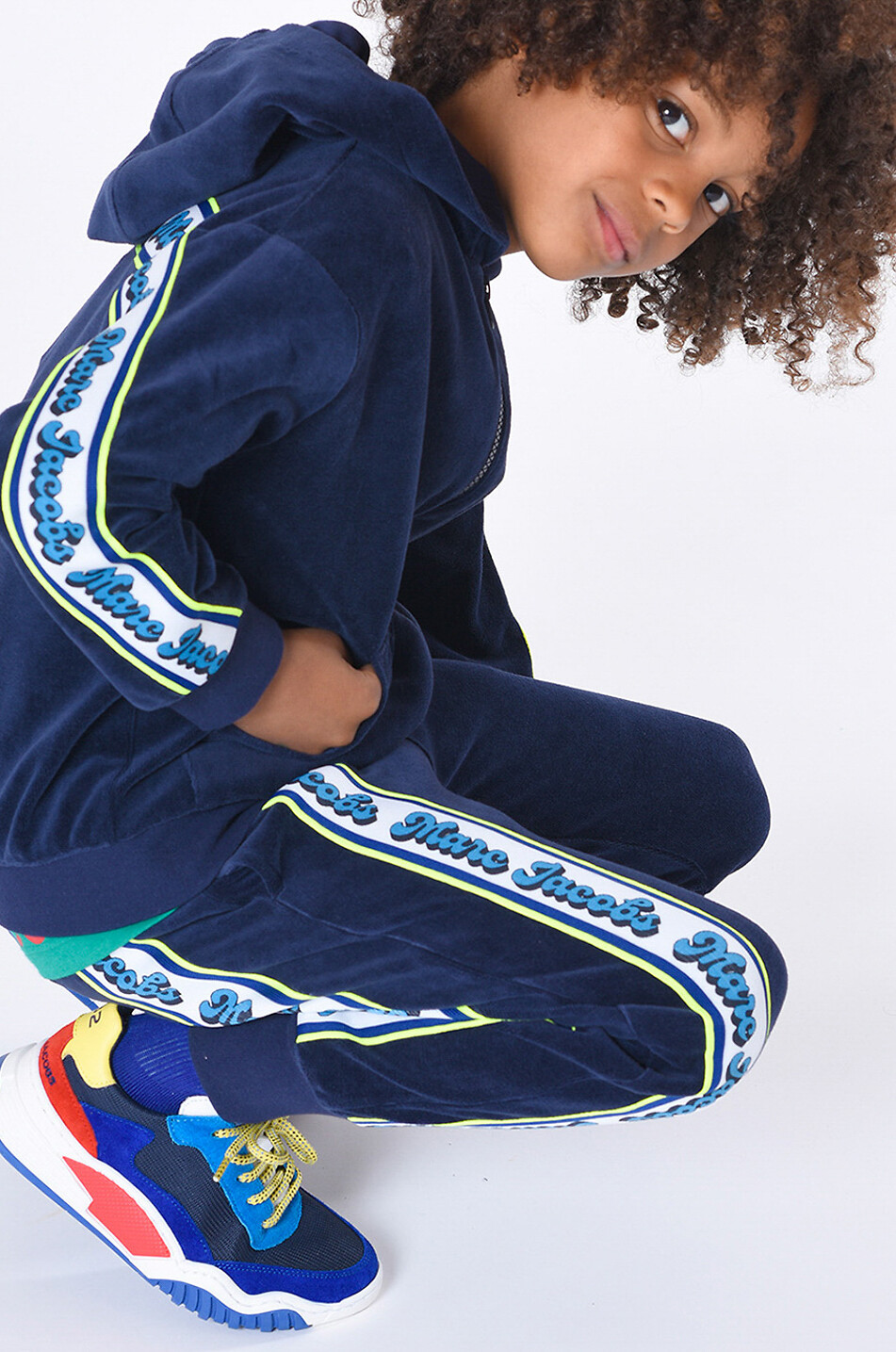 Sweat-shirt zippé à capuche en coton garçon Logo Tape