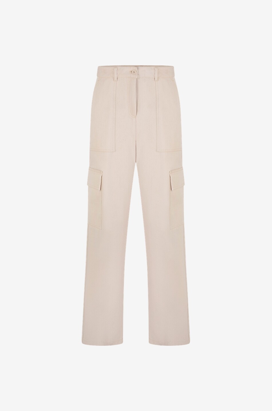 ASPESI Weite Cargohose mit hohem Bund aus Denim Damen CREMEFARBEN 1