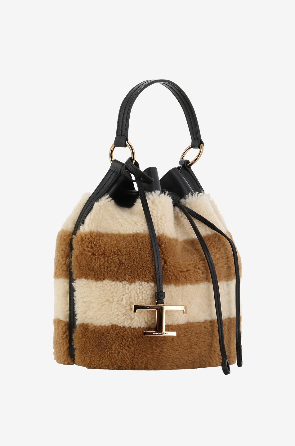 TOD'S Sac seau rayé bi-matière Timeless T Small Femme MULTICOLORE 2