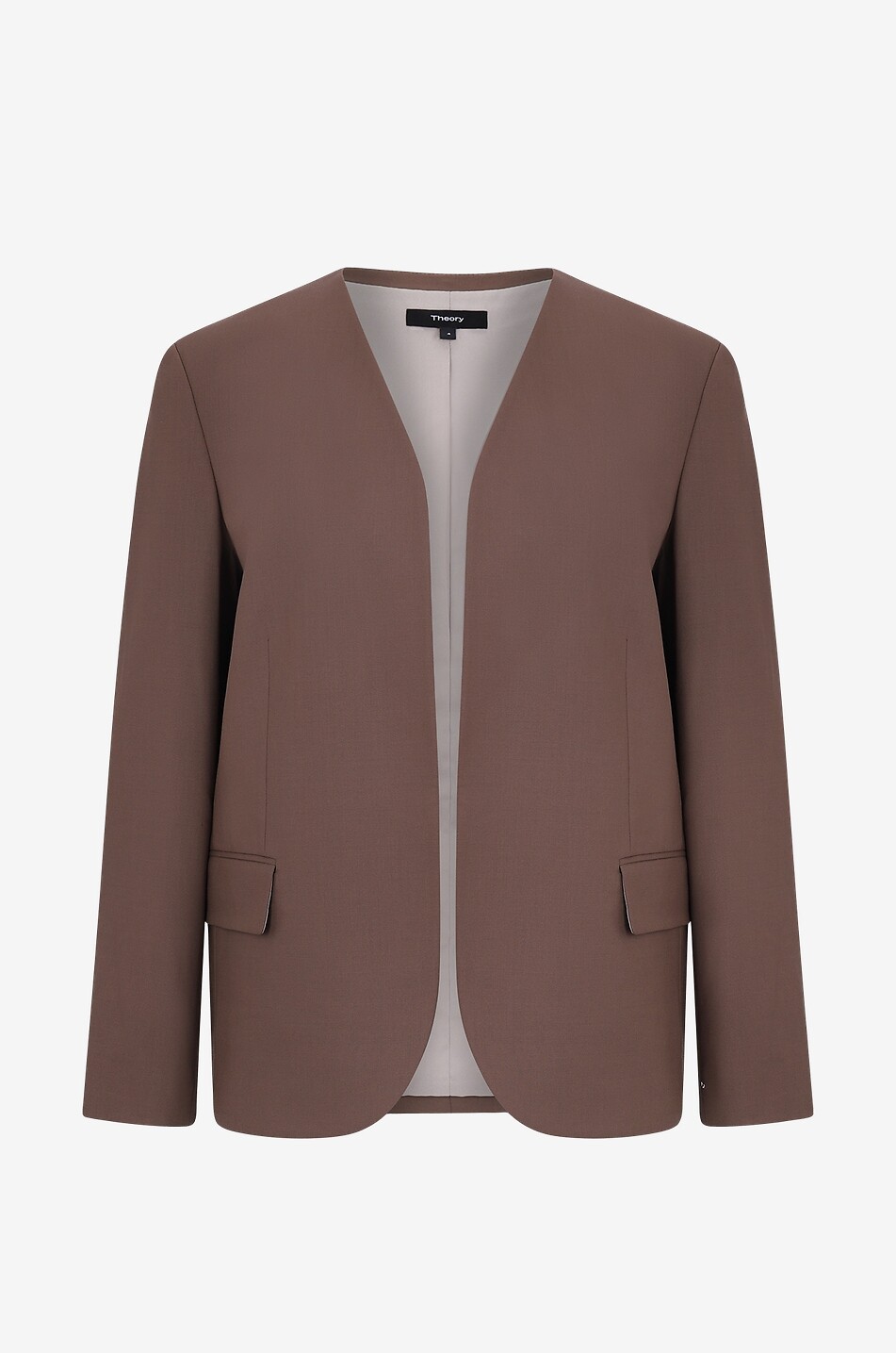 THEORY Blazer sans col en laine traçable Femme MARRON 1