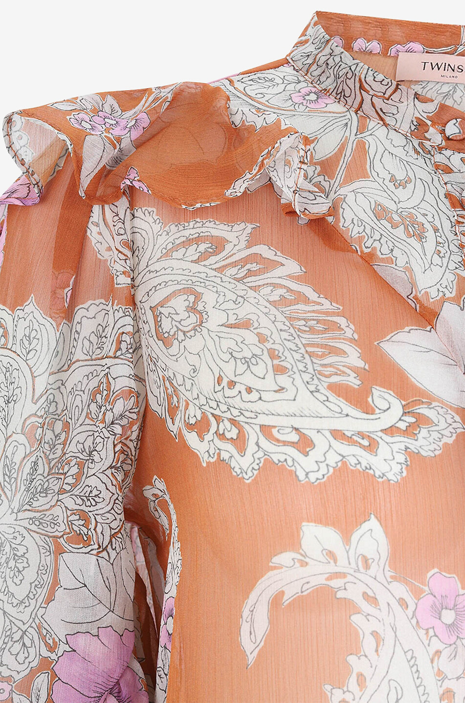 Flower printed long-sleeved blouse