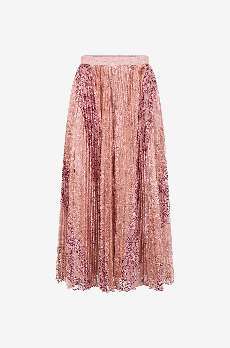 Jupe midi en dentelle à dégradé de couleur