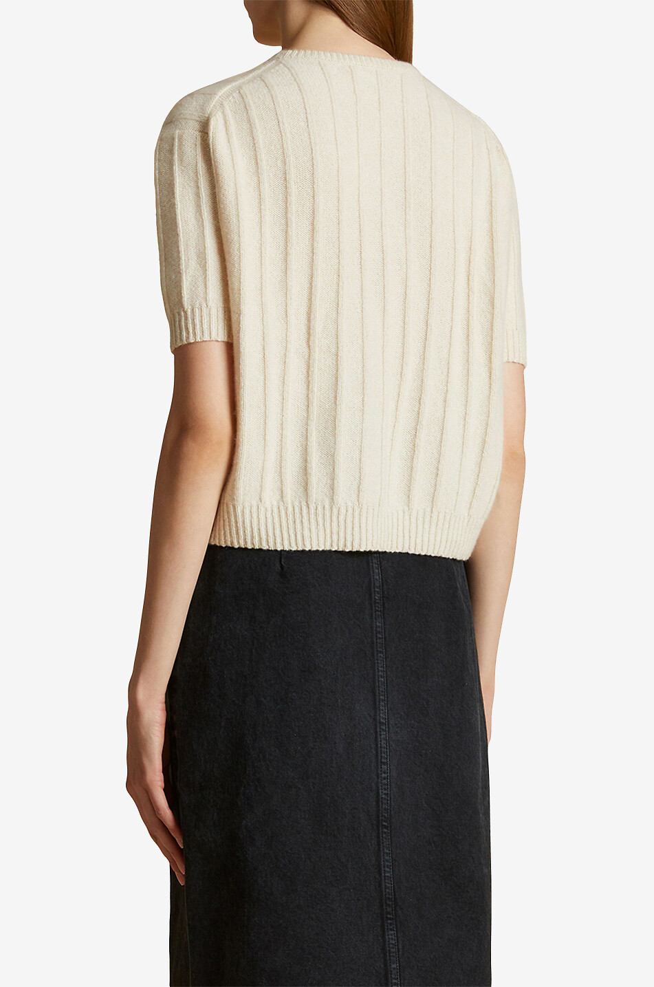KHAITE Kurzarm-Boxy-Pullover aus Kaschmir Esmeralda Damen BEIGE 3