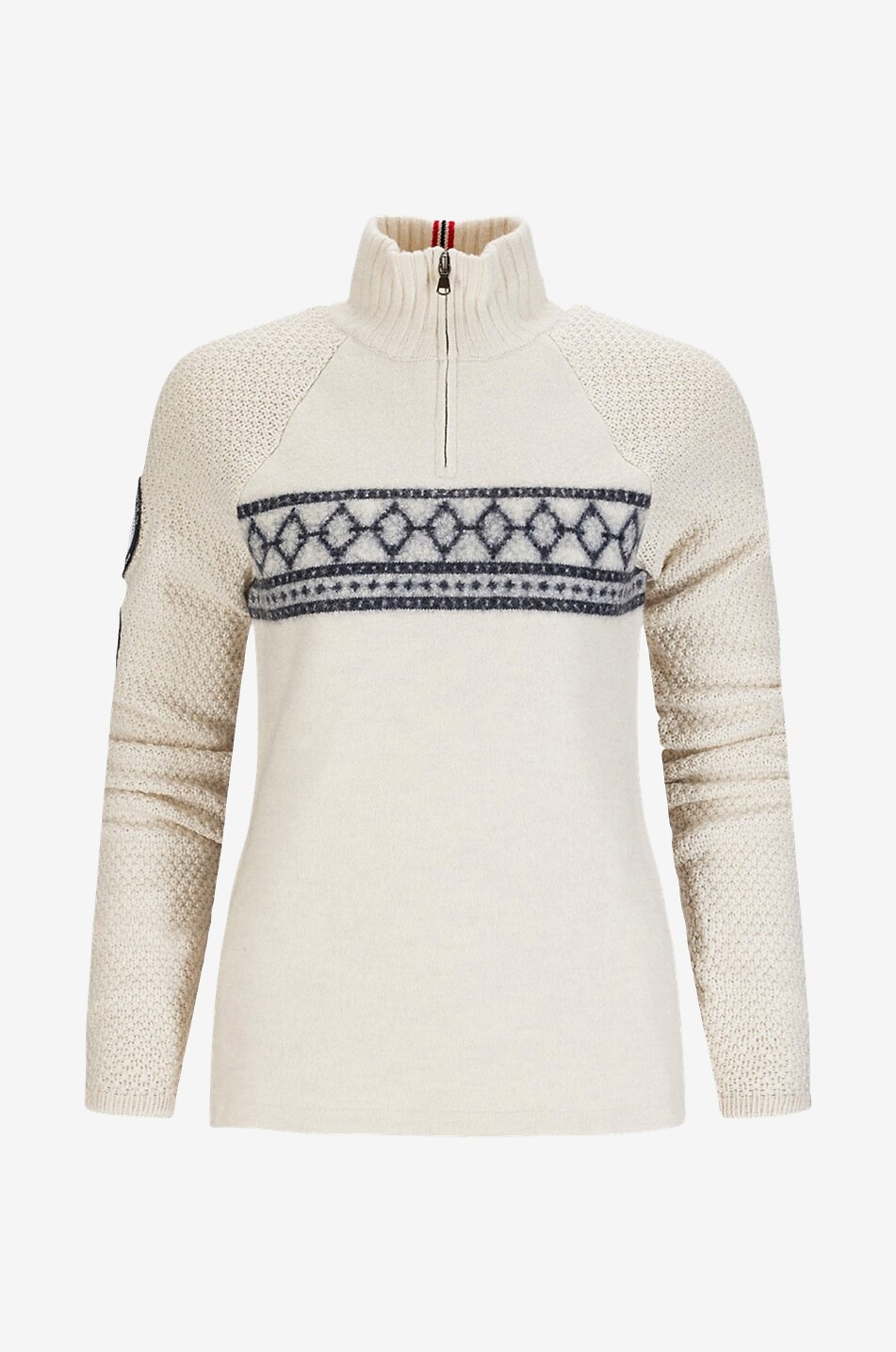 Jacquard-Skipullover mit Stehkragen und Reissverschluss