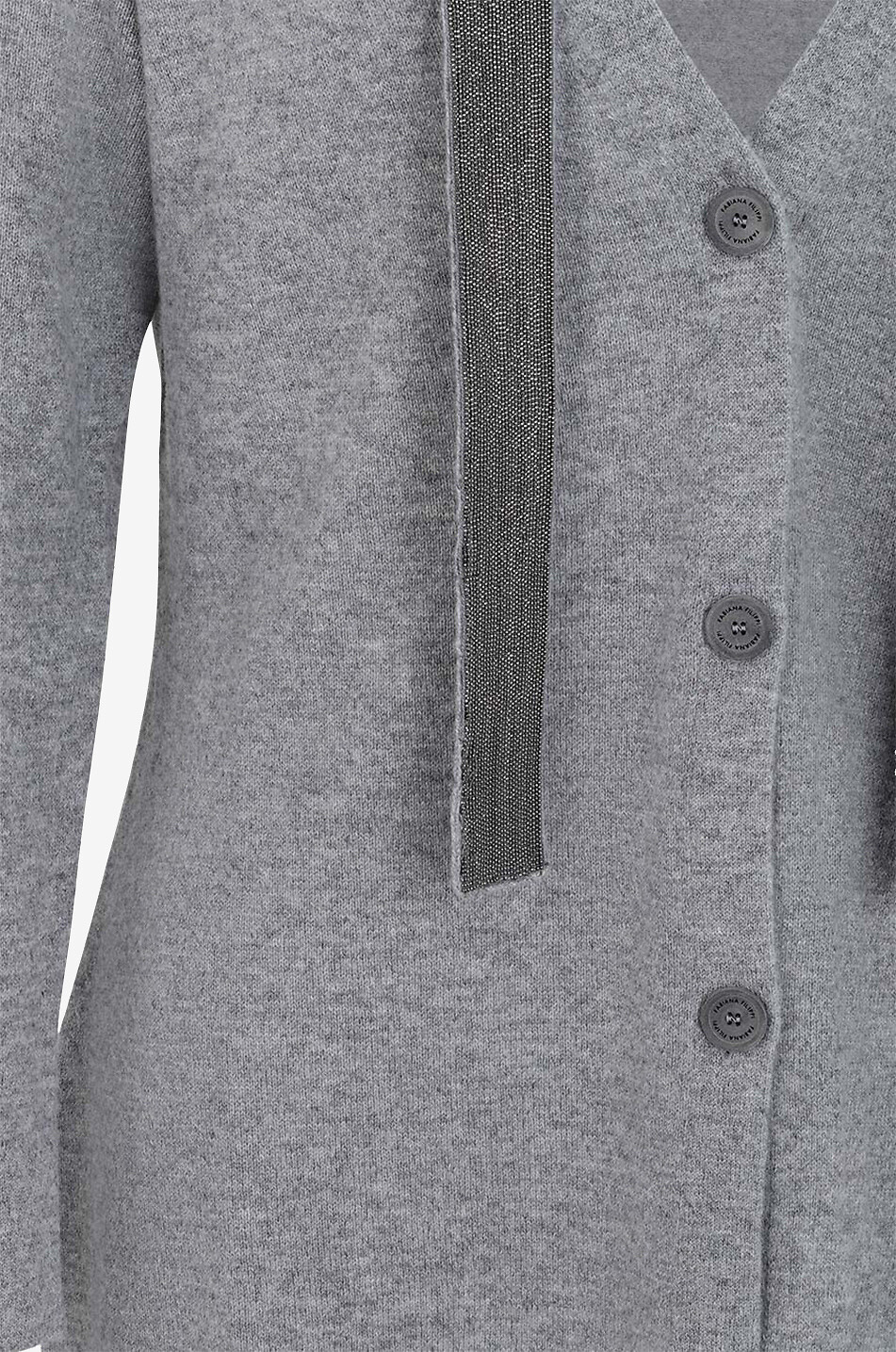 Cardigan fin long à lavallière brillante