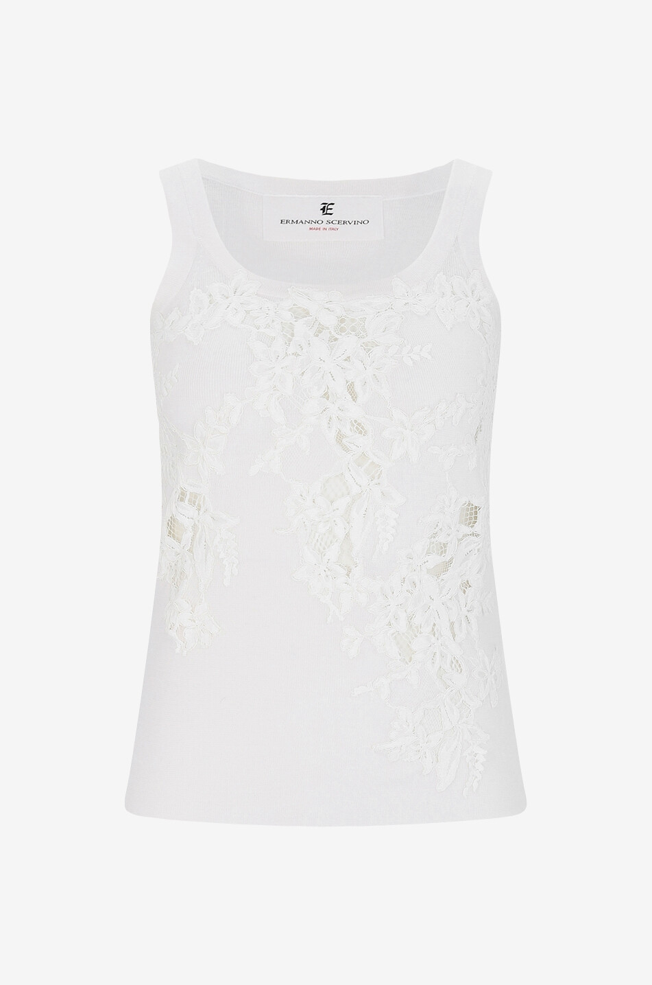 ERMANNO SCERVINO Lace adorned knit tank top Women WHITE 1