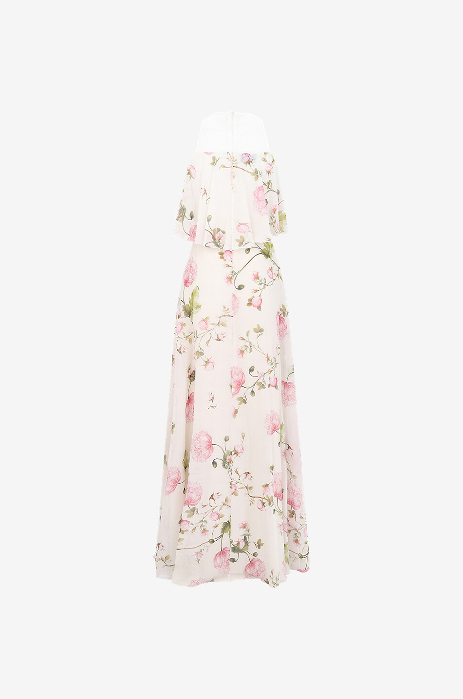 Robe longue en soie et dentelle Peonies