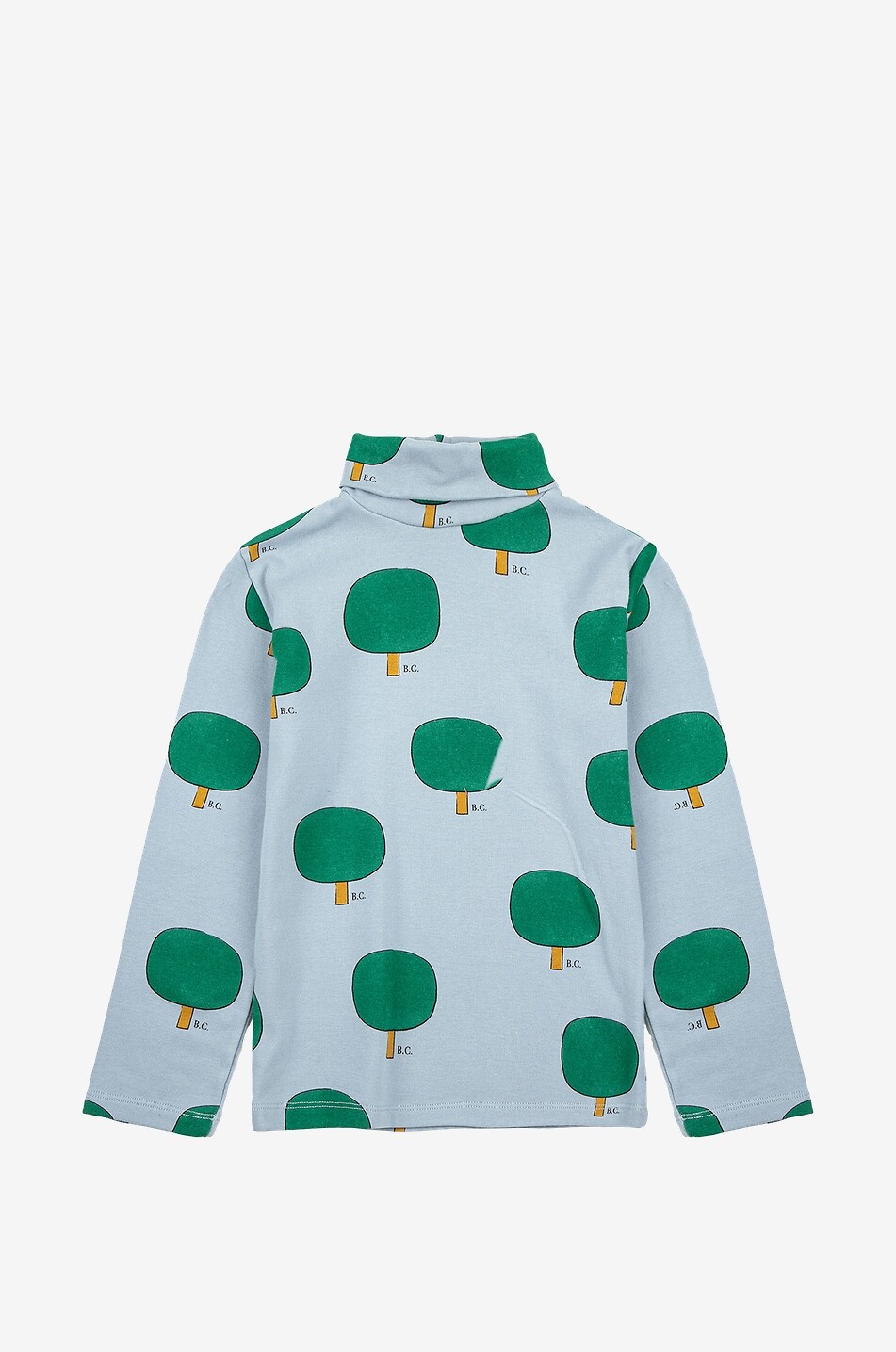 T-shirt fille à col roulé et manches longues Green Tree All Over