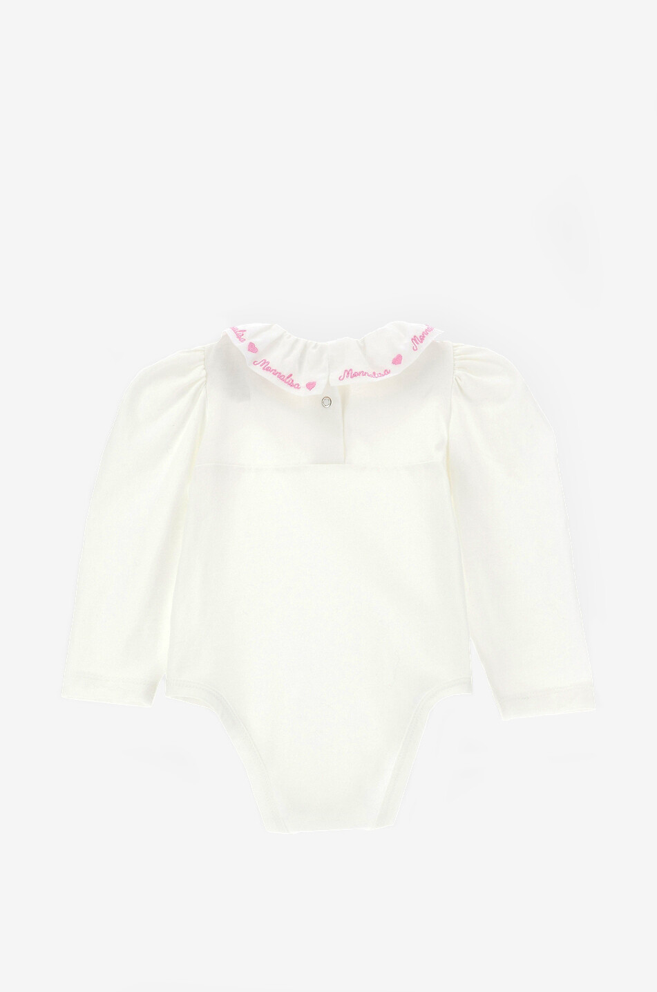Long-sleeved baby jersey body with embroidered collar