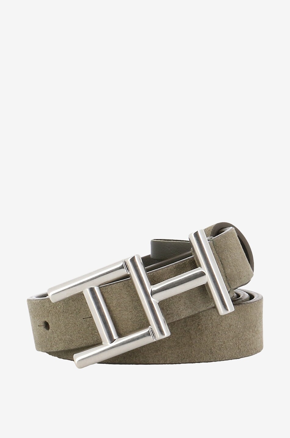 HEMISPHERE Ceinture en daim à boucle monogramme - 2 cm Femme KAKI 1