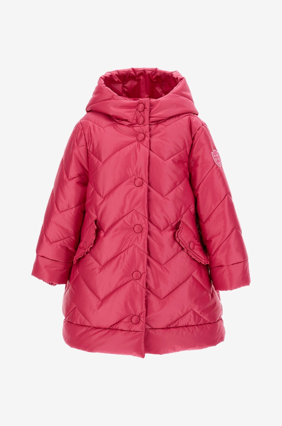 Girl's hooded zigzag quilted coat