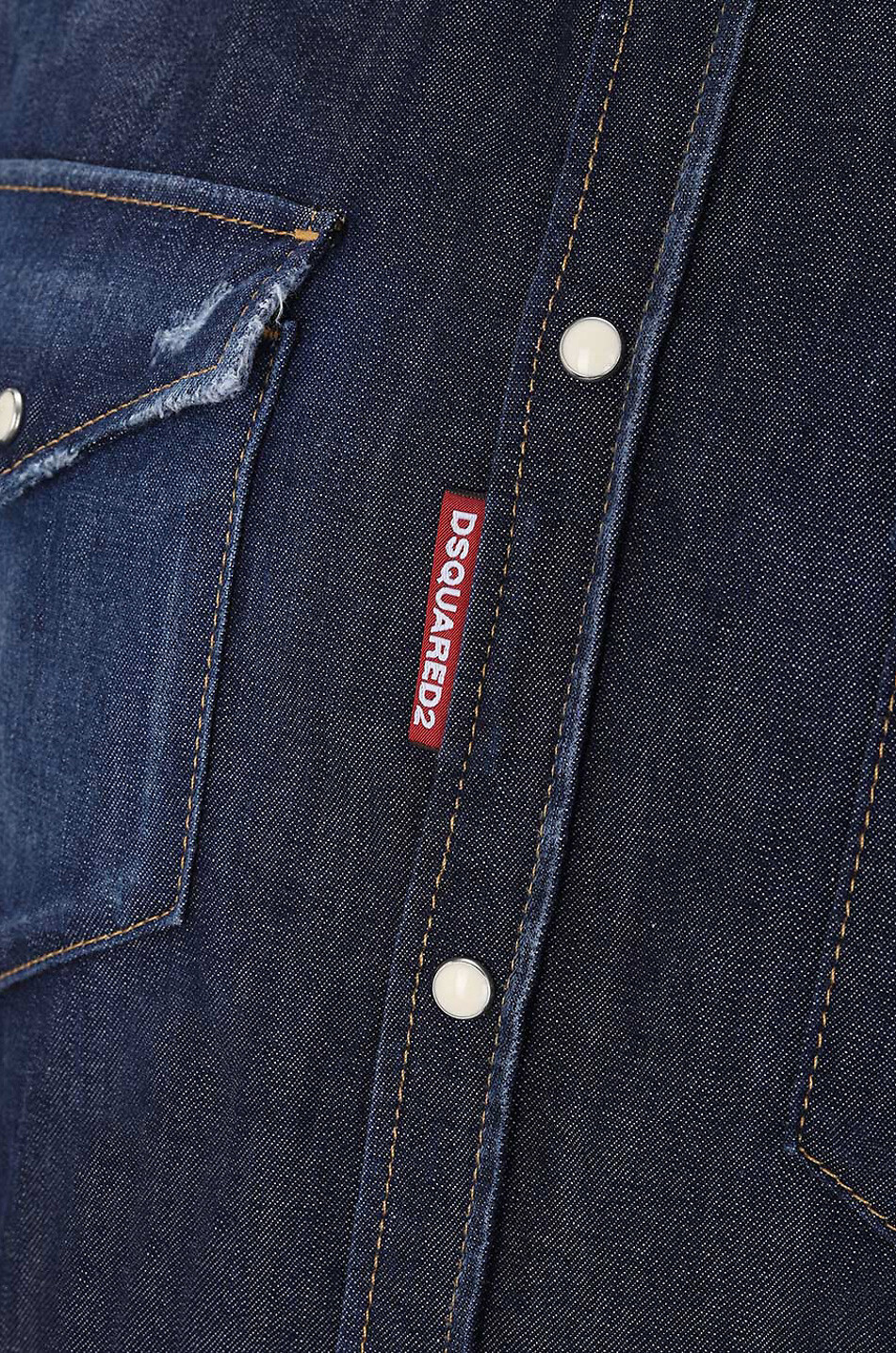 DSQUARED2 Hemd aus Used-Look-Denim Classic Western Herren BLAU 3