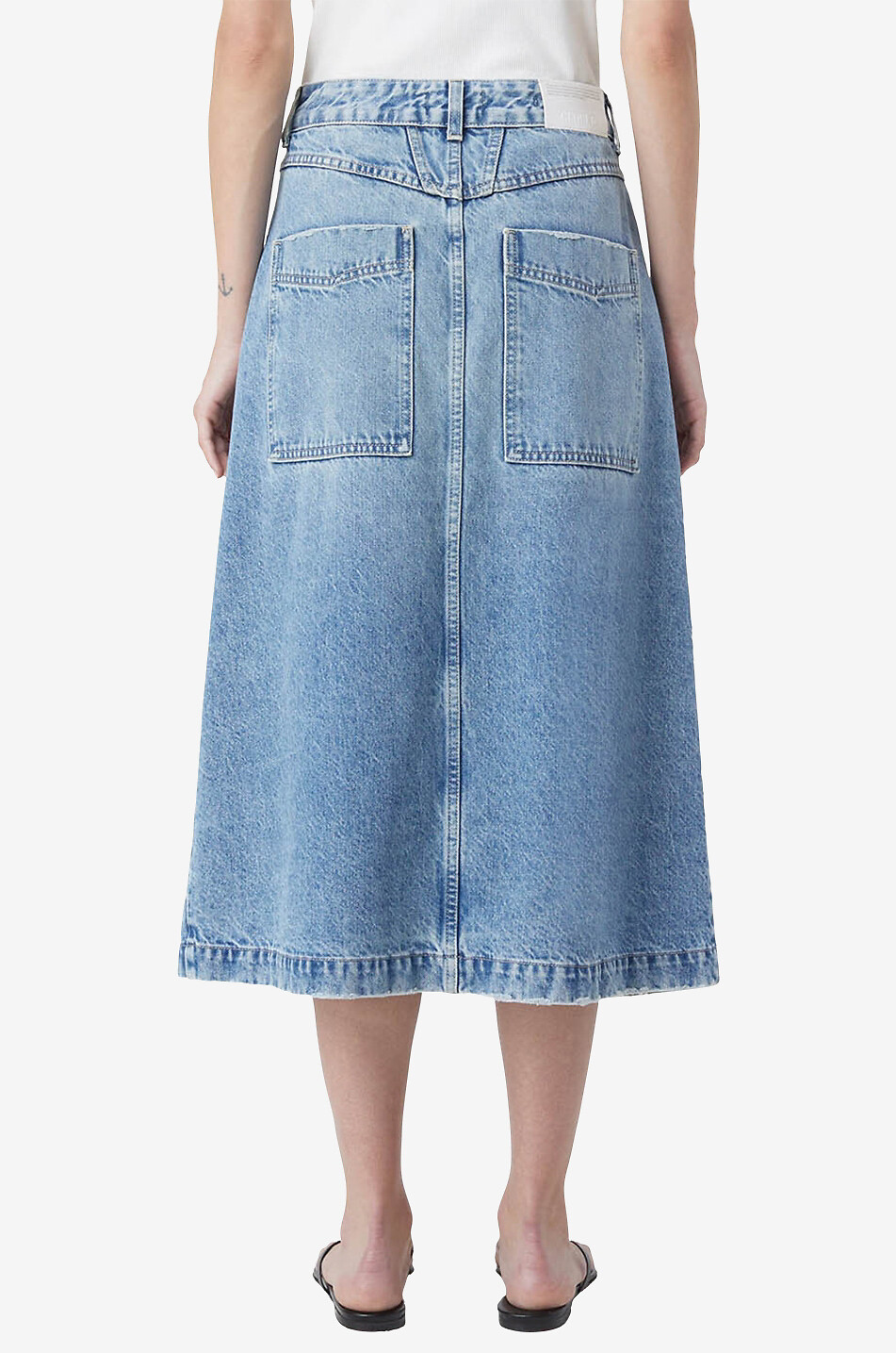 Jupe midi taille basse en denim
