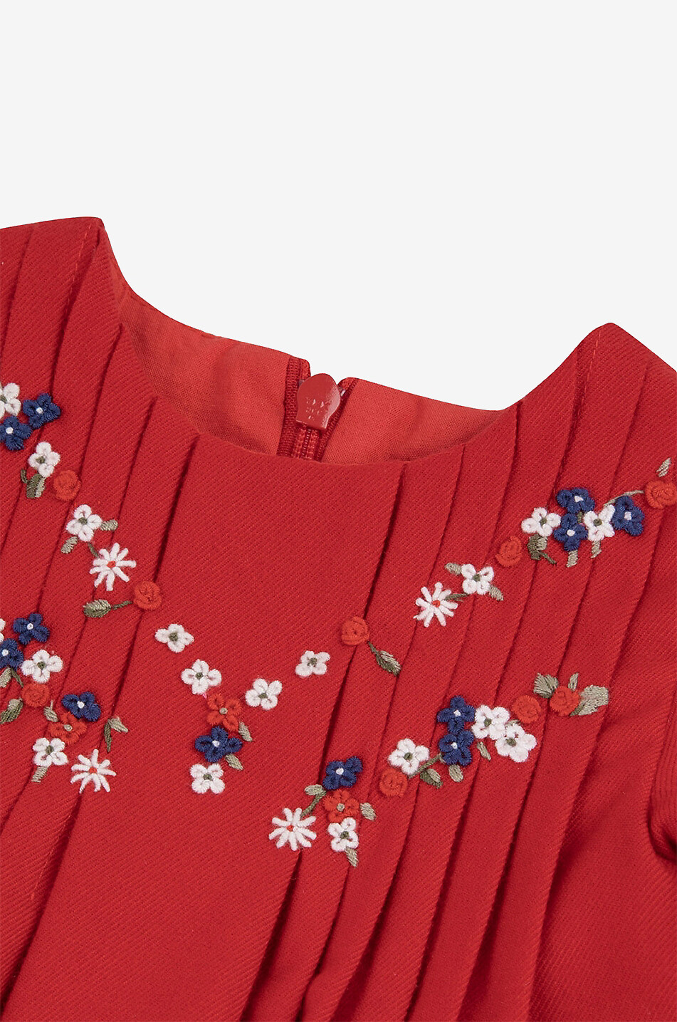 Baby-Flanellkleid mit Biesen und Stickereien