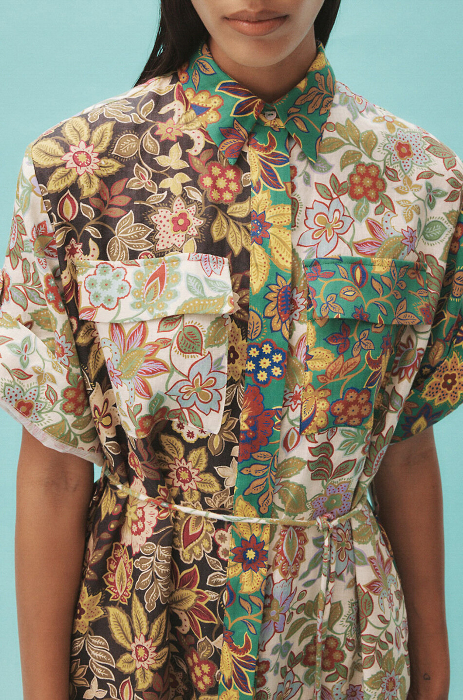 ALEMAIS Isabella Patchwork floral midi linen shirt dress Women MULTI COLOURED 5