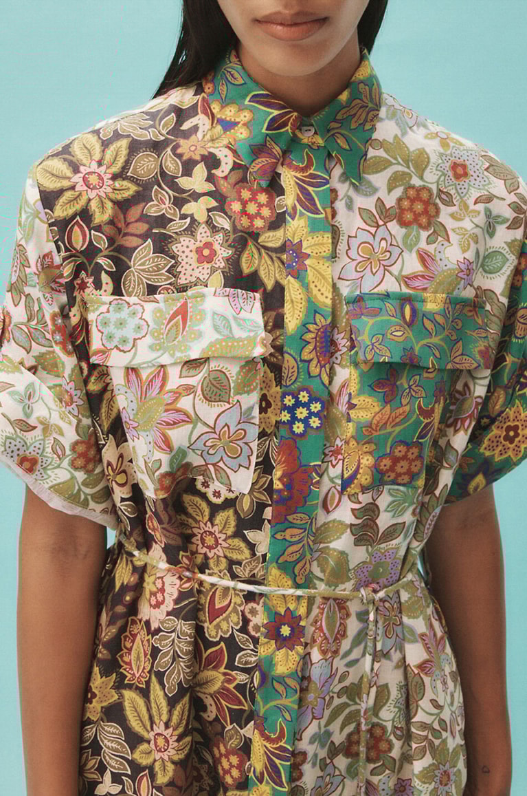 ALEMAIS Isabella Patchwork floral midi linen shirt dress Women MULTI COLOURED 5