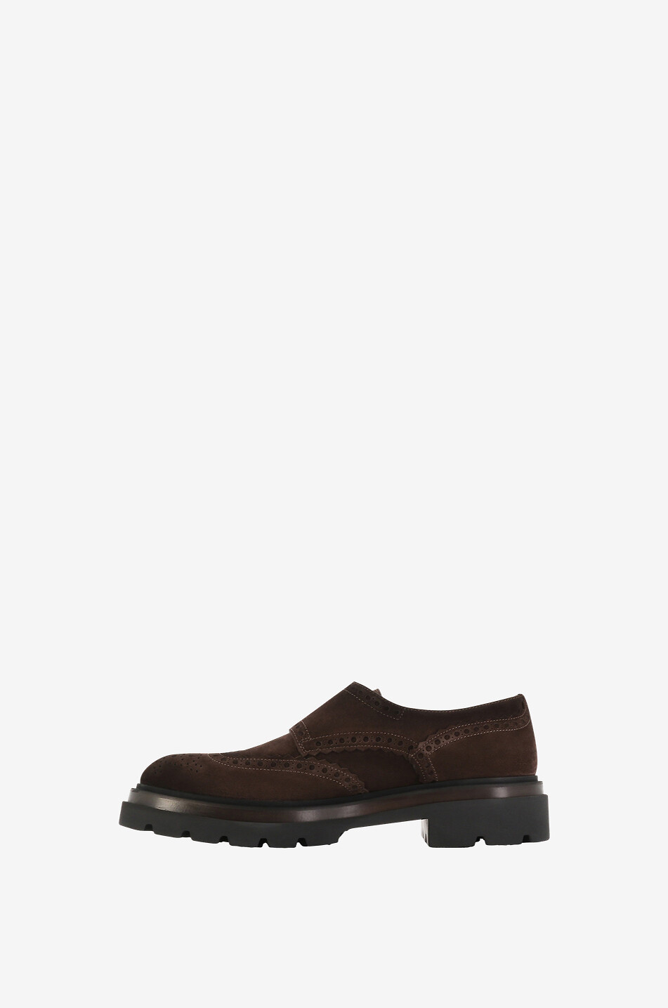Chaussures à double boucle en daim perforé