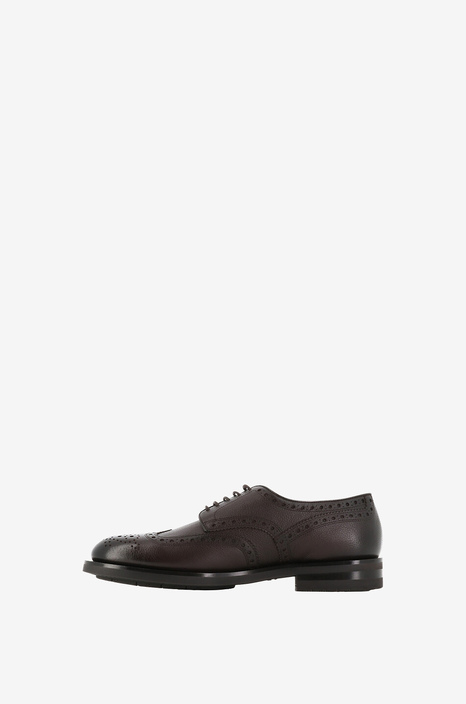 Perforated grained leather derbies
